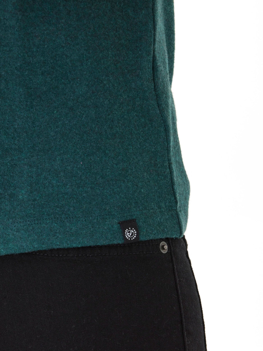 Gil Sweater Knit Short Sleeve Tee in Dark Green