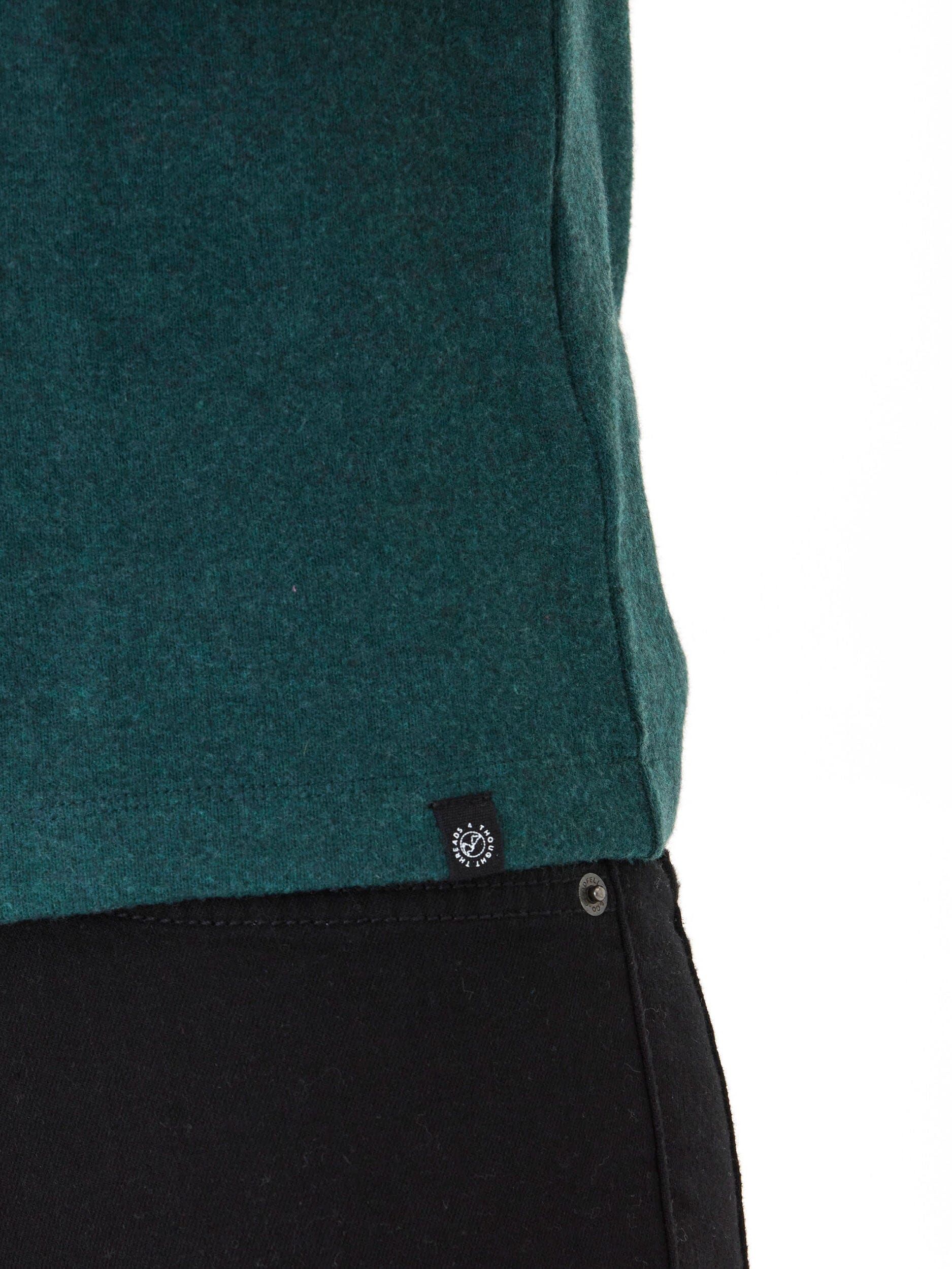 Gil Sweater Knit Short Sleeve Tee in Dark Green