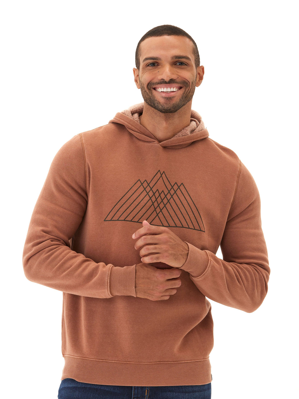 Mineral Wash Graphic Hoodie in Rust and Brown