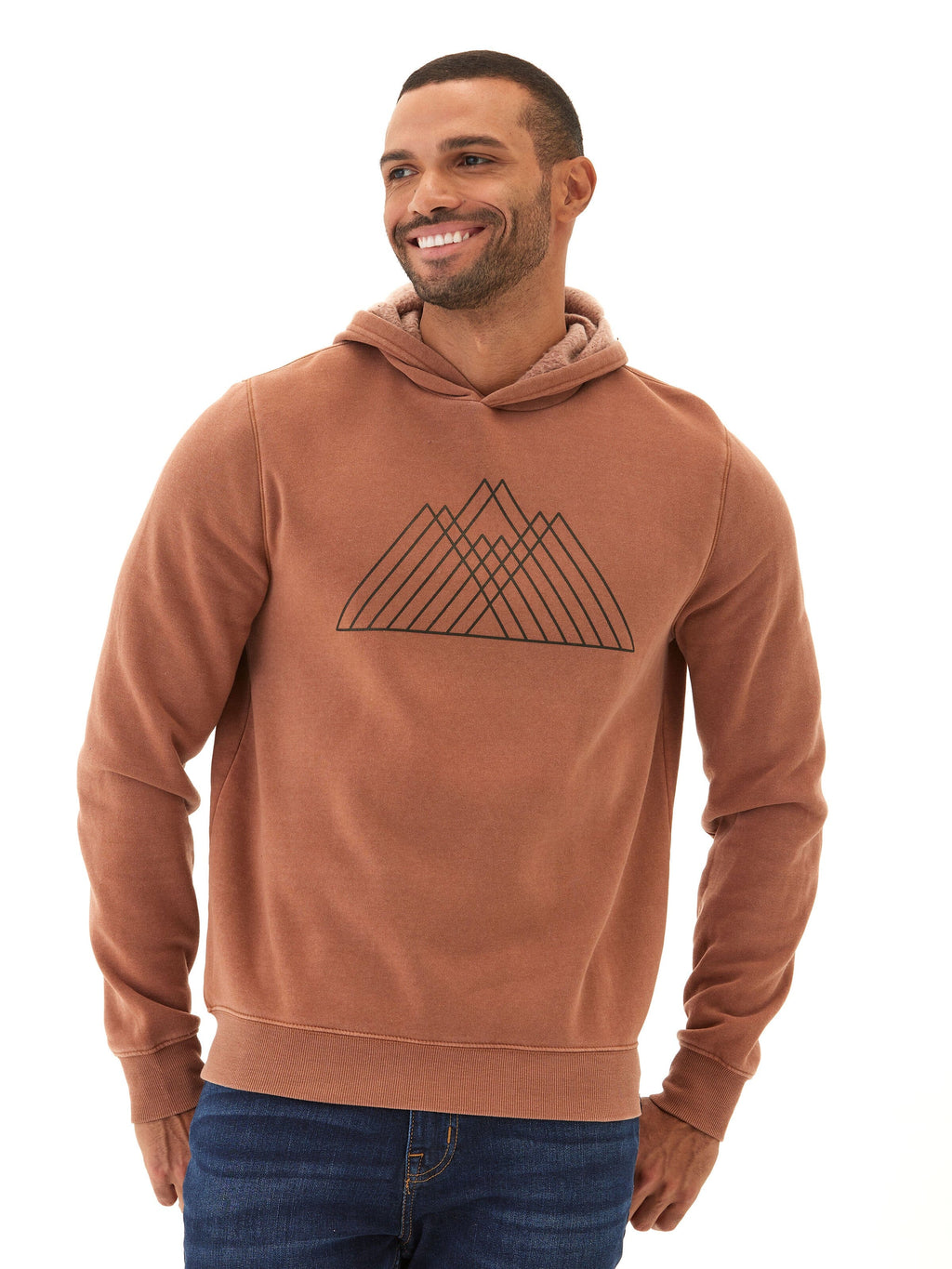 Mineral Wash Graphic Hoodie in Rust and Brown