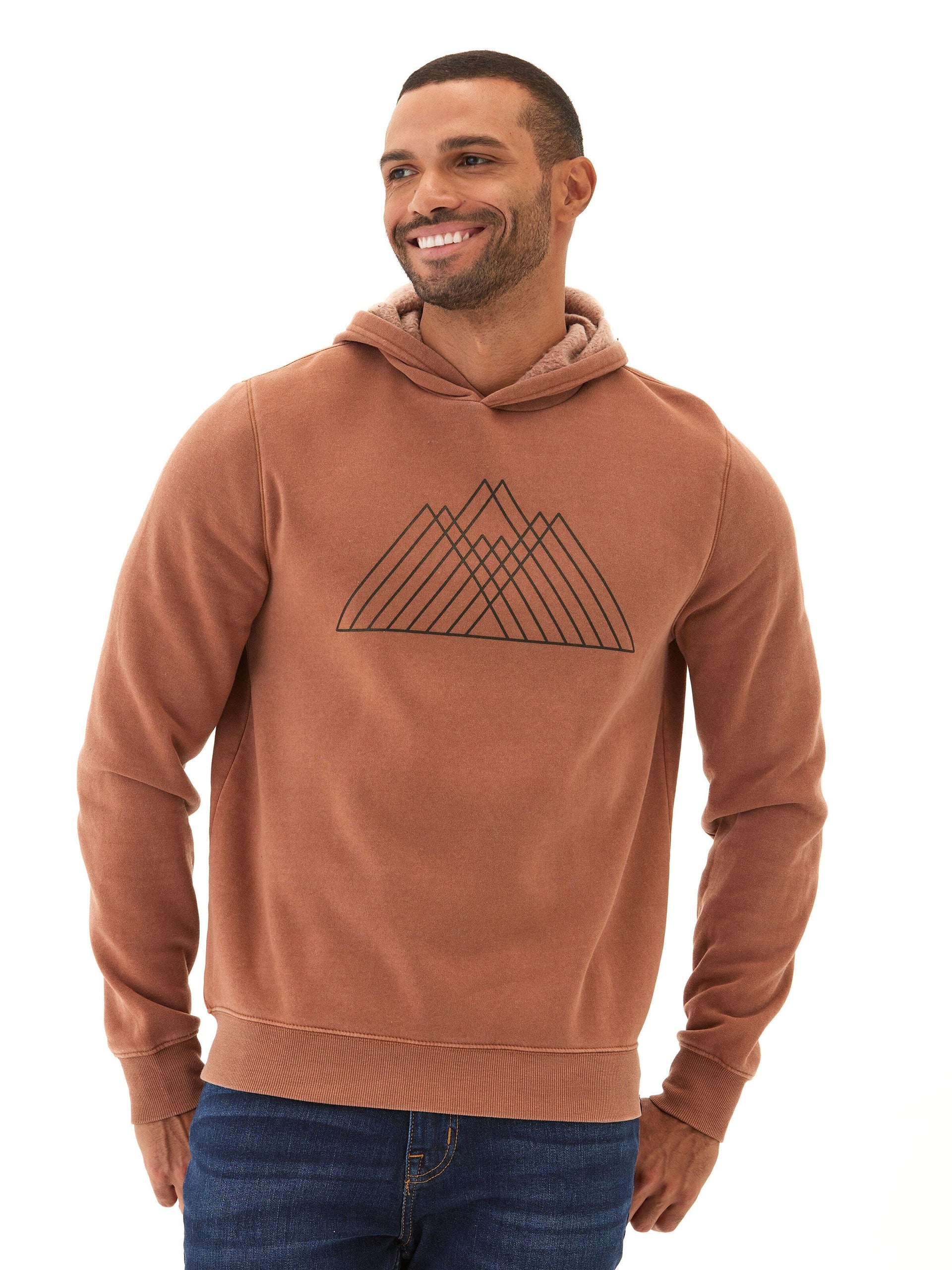 Mineral Wash Graphic Hoodie in Rust and Brown