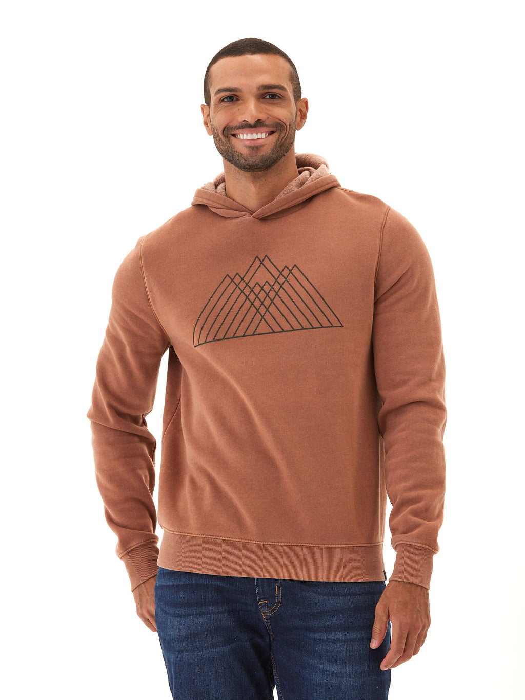 Mineral Wash Graphic Hoodie in Rust and Brown