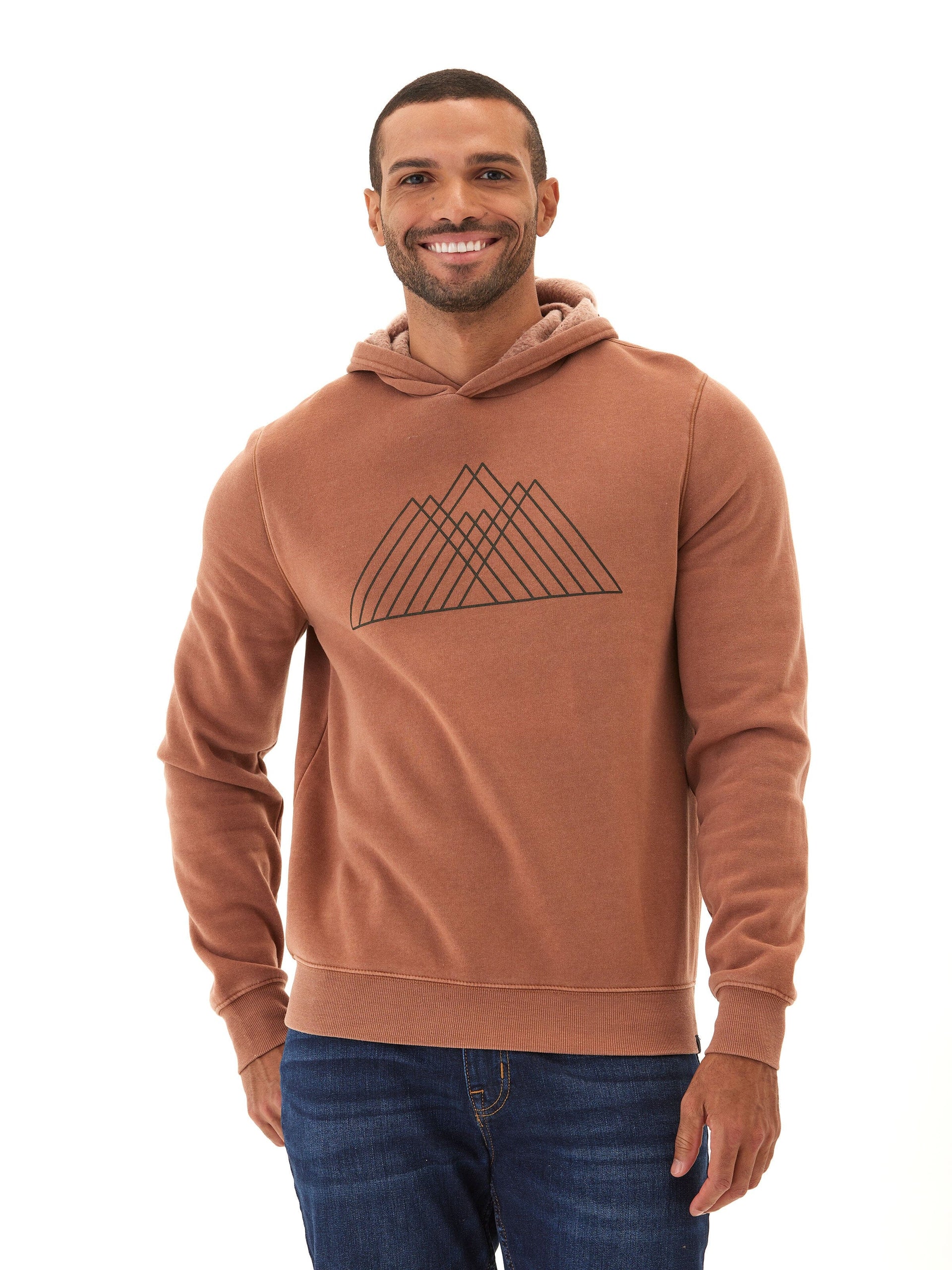 Mineral Wash Graphic Hoodie in Rust and Brown