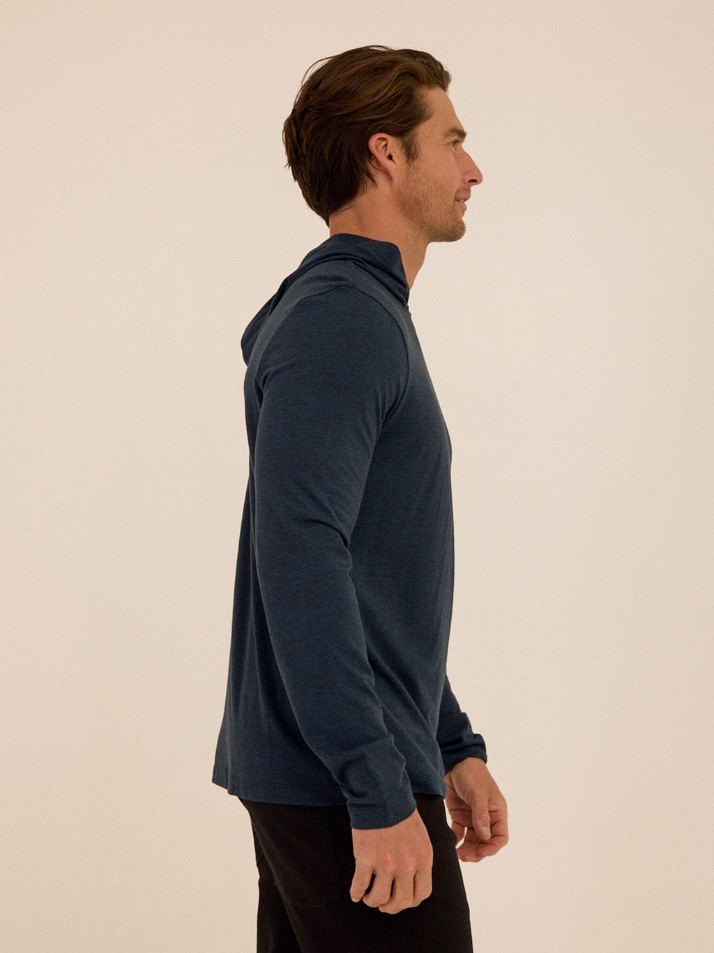 Triblend Embroidery Long Sleeve Hoodie Tee Pullover
