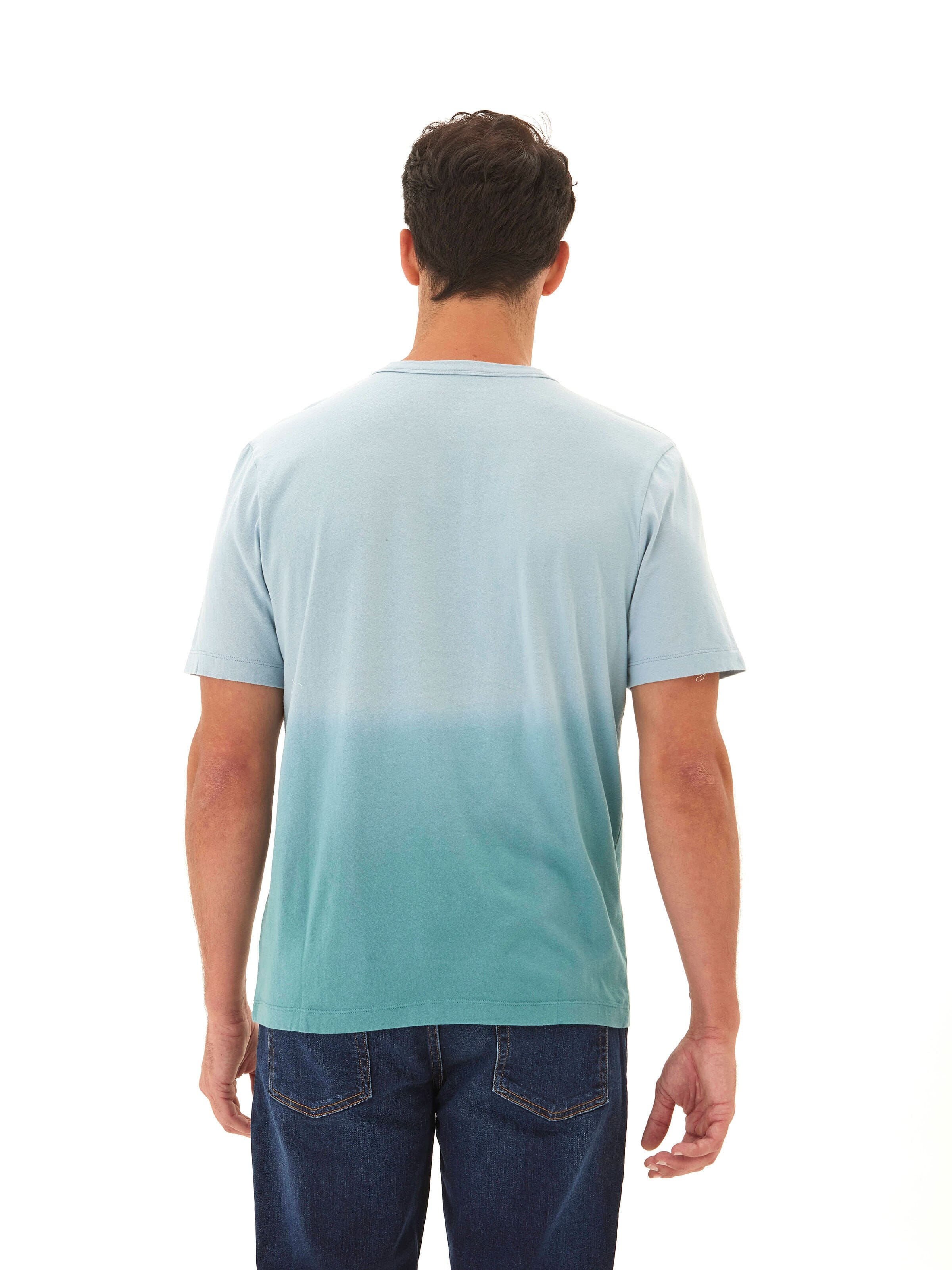 Bryce Dip Dye Relaxed Crew Neck Tee in Light Blue and Teal