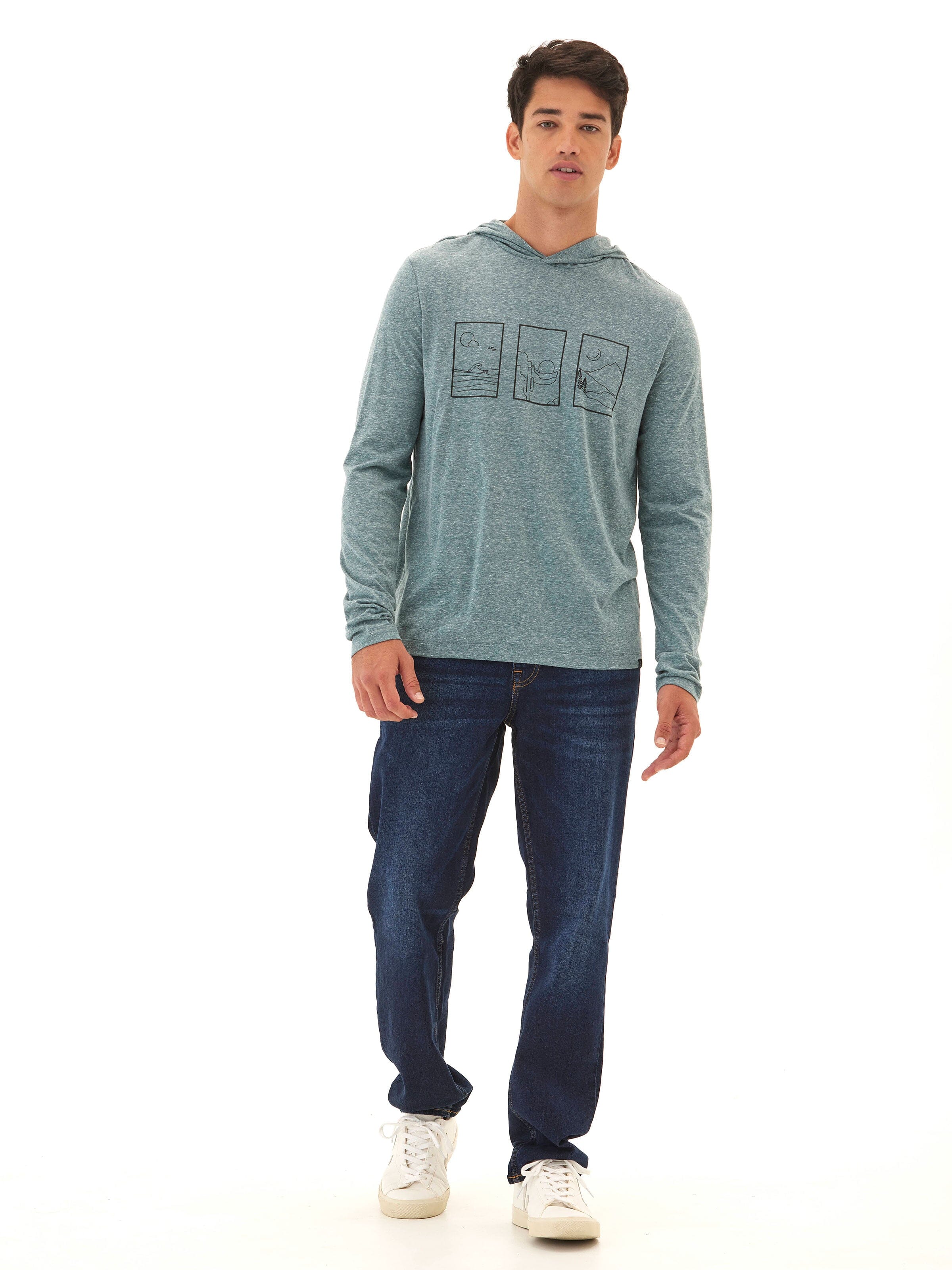 Triblend Jersey Graphic Long Sleeve T-Shirt Hoodie