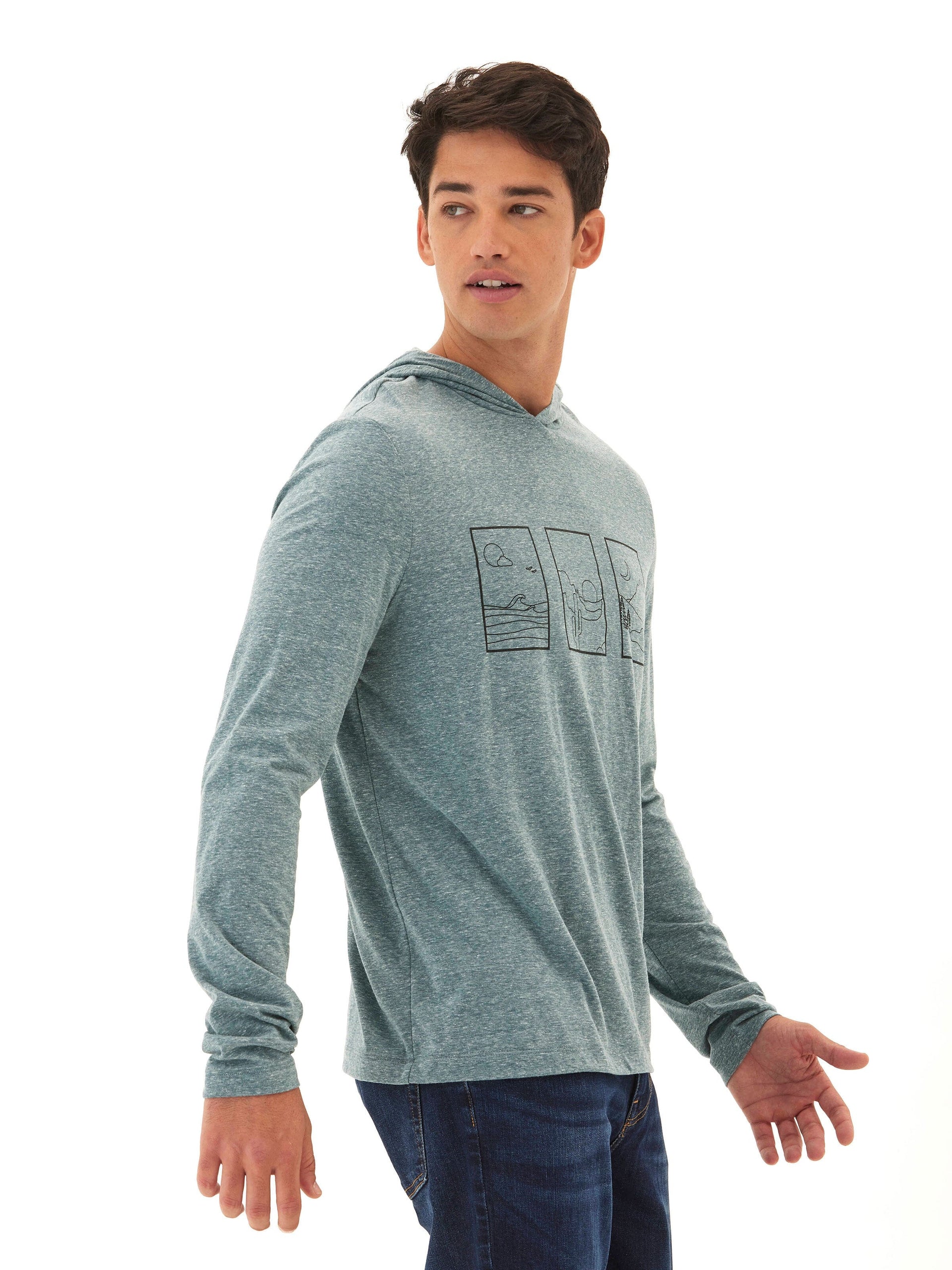 Triblend Jersey Graphic Long Sleeve T-Shirt Hoodie