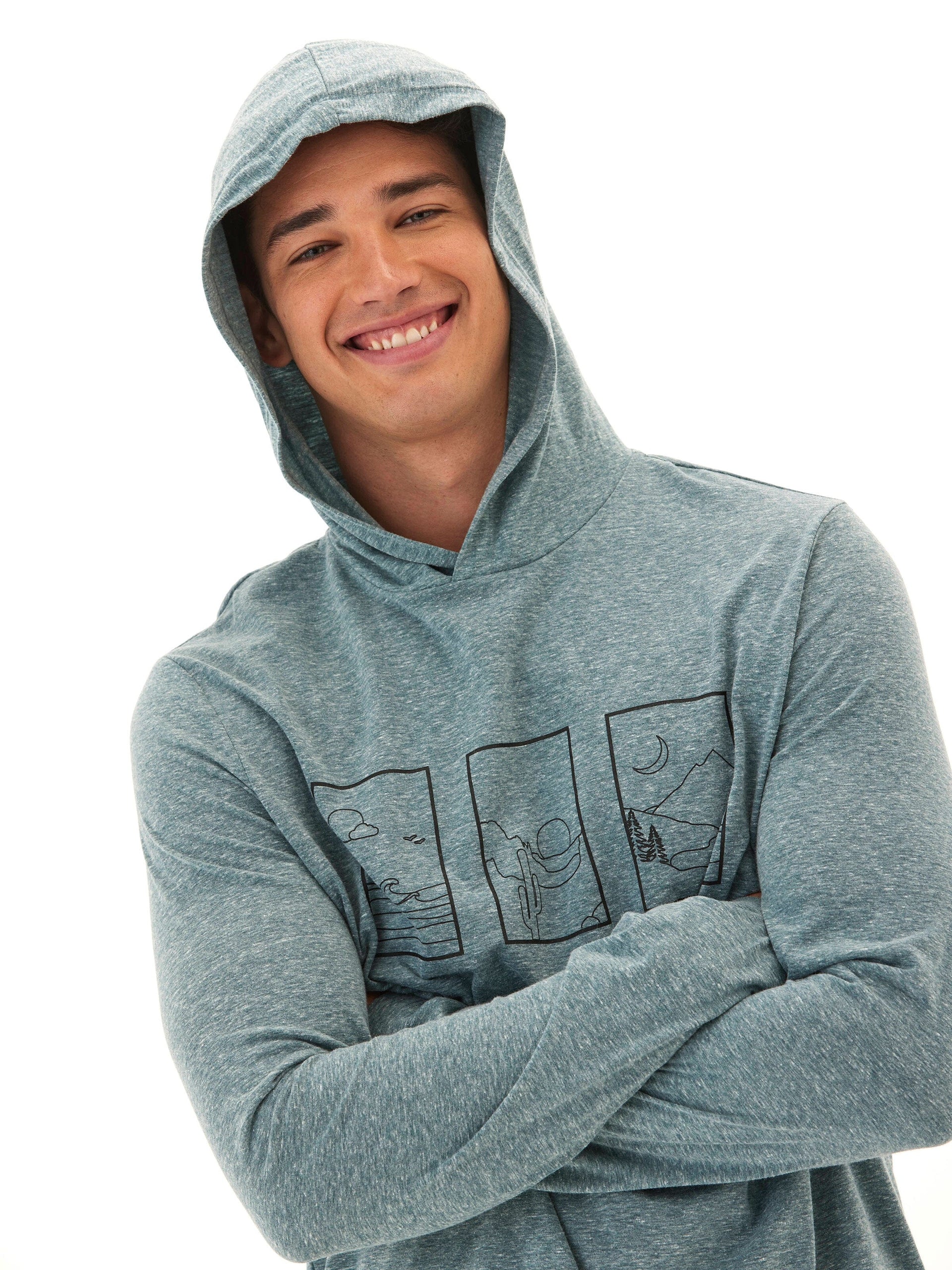 Triblend Jersey Graphic Long Sleeve T-Shirt Hoodie