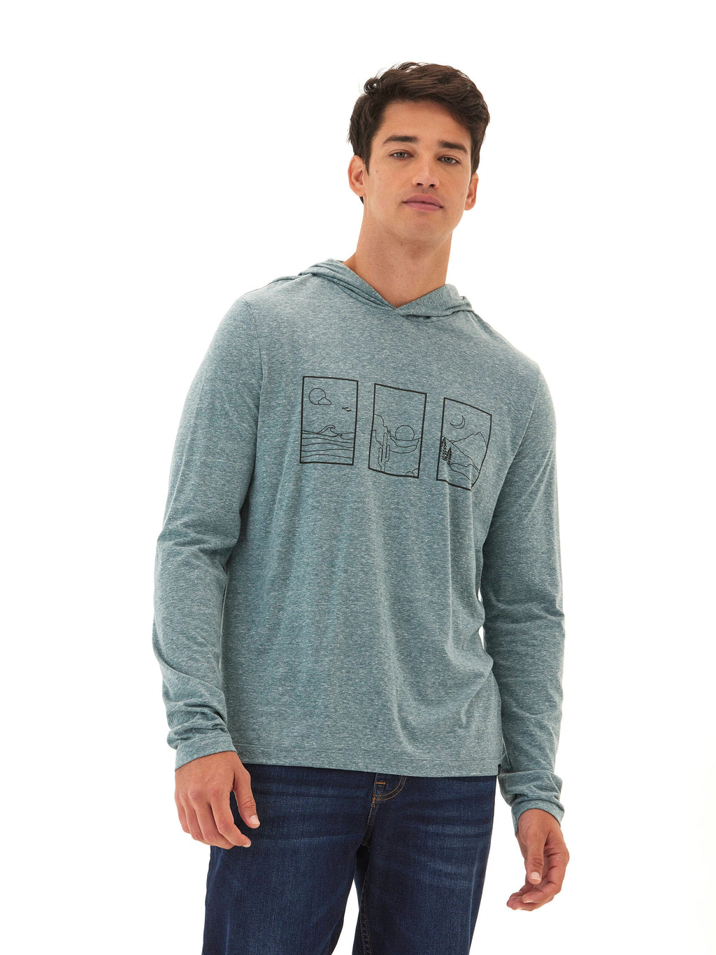 Triblend Jersey Graphic Long Sleeve T-Shirt Hoodie