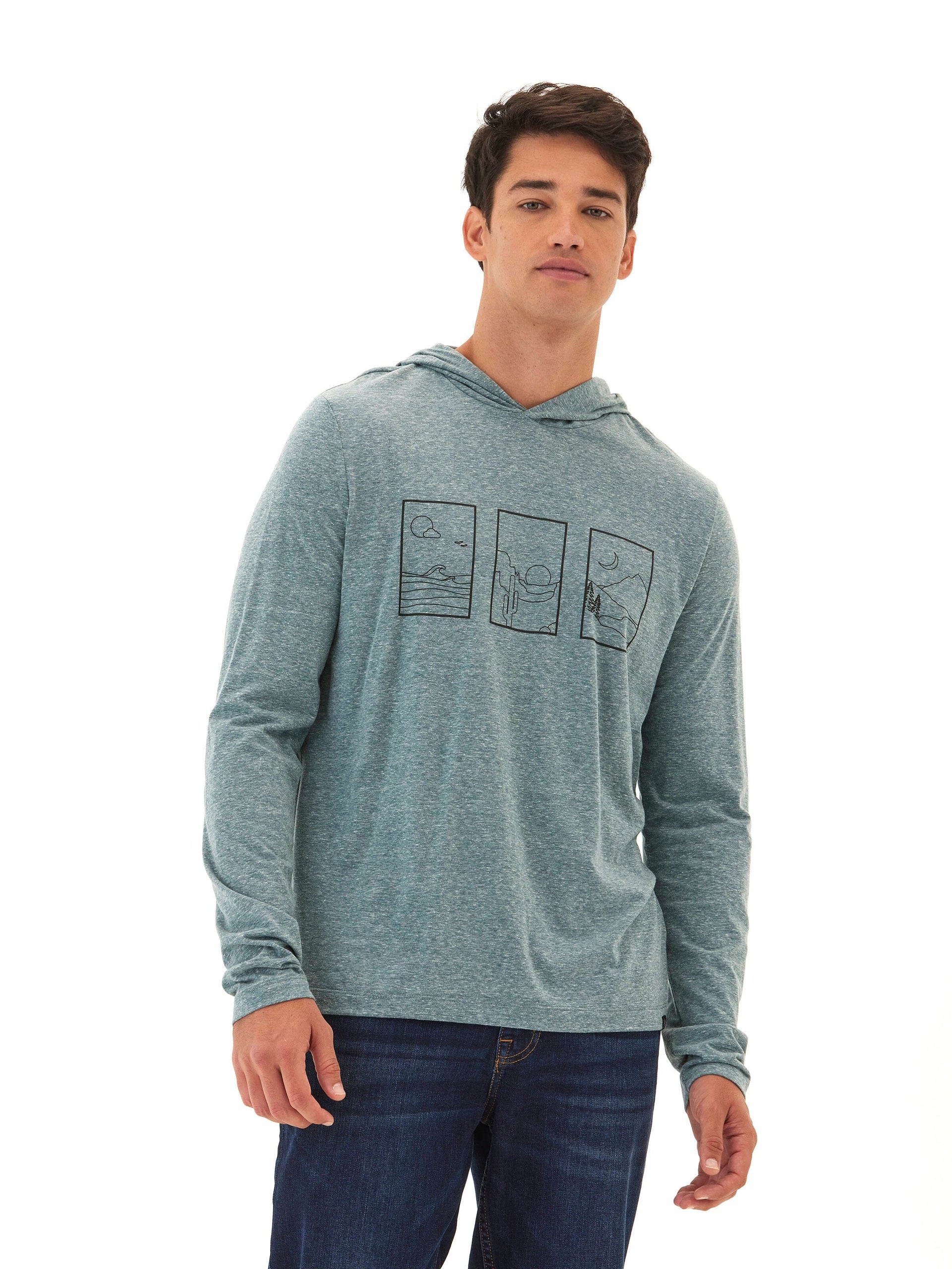 Triblend Jersey Graphic Long Sleeve T-Shirt Hoodie
