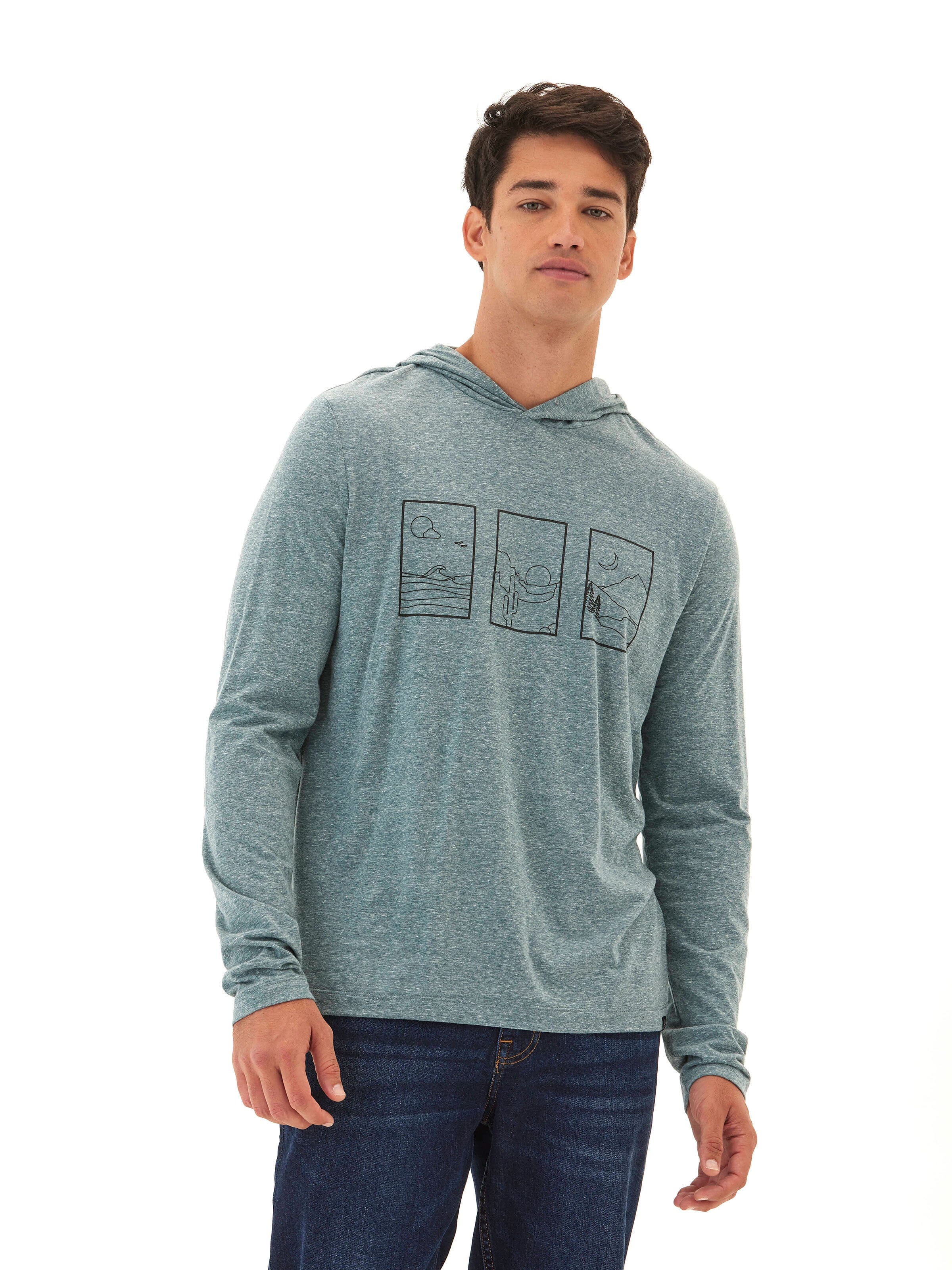 Triblend Jersey Graphic Long Sleeve T-Shirt Hoodie