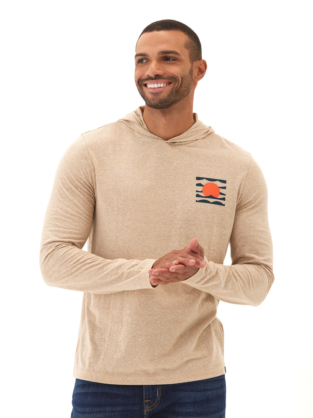 Eco-Triblend Long Sleeve Pullover Hoodie with Chest Embroidery