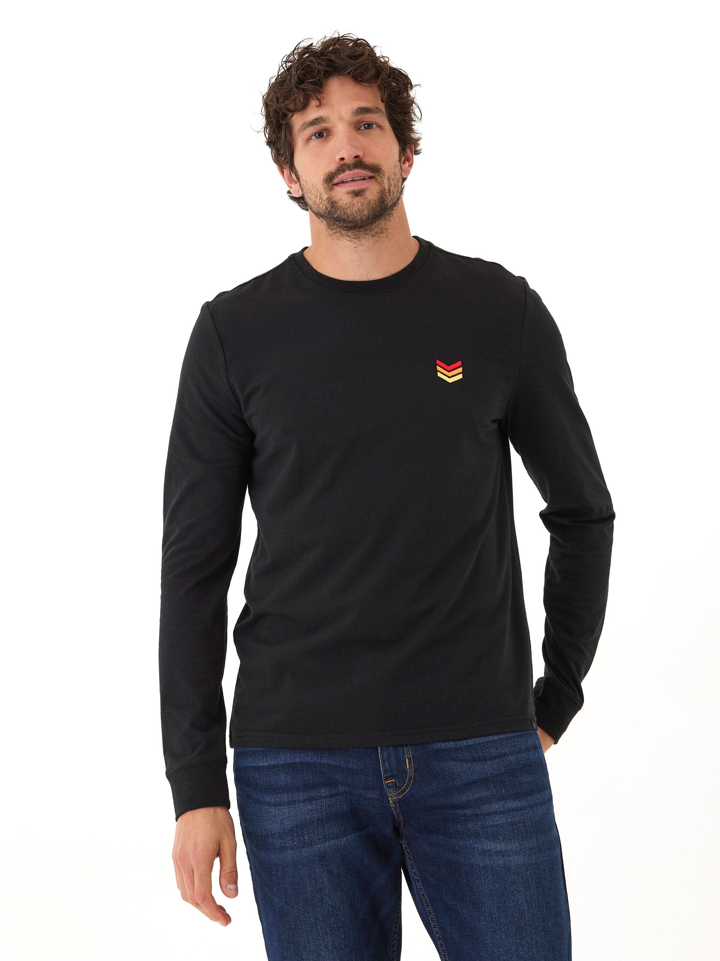 Embroidered Long Sleeve Triblend Crewneck Everyday Tee