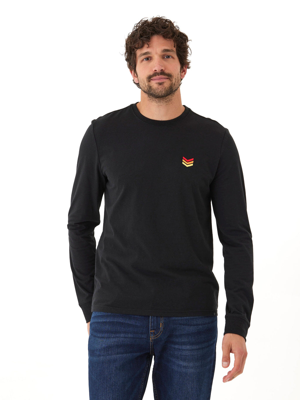 Long sleeve crewneck tee in a textured triblend knit fabric
