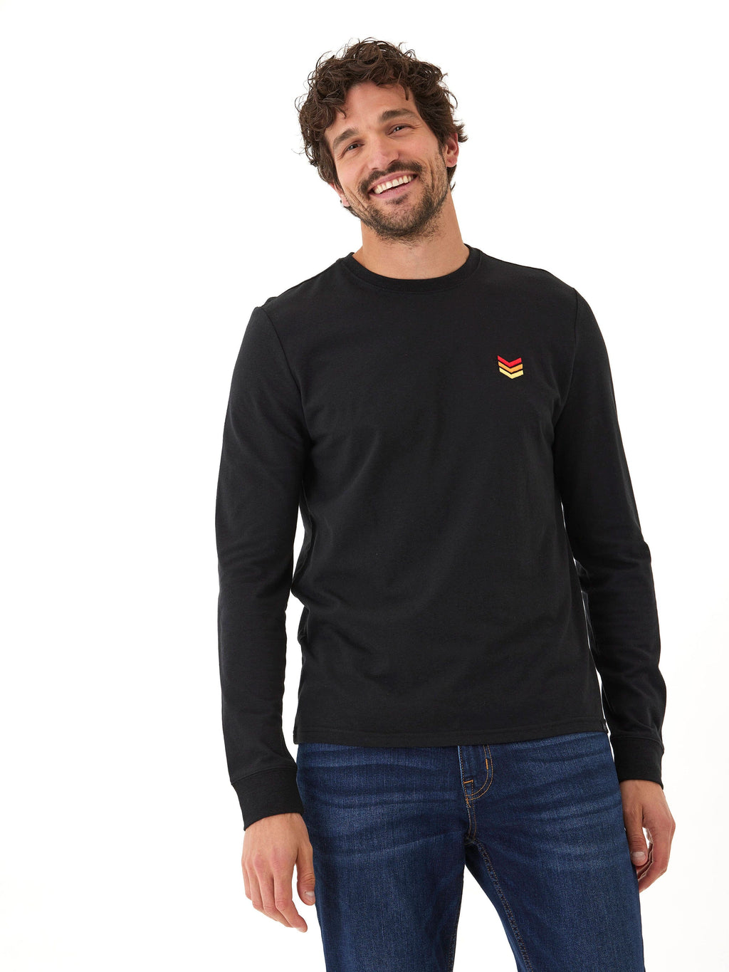 Embroidered Long Sleeve Triblend Crewneck Everyday Tee