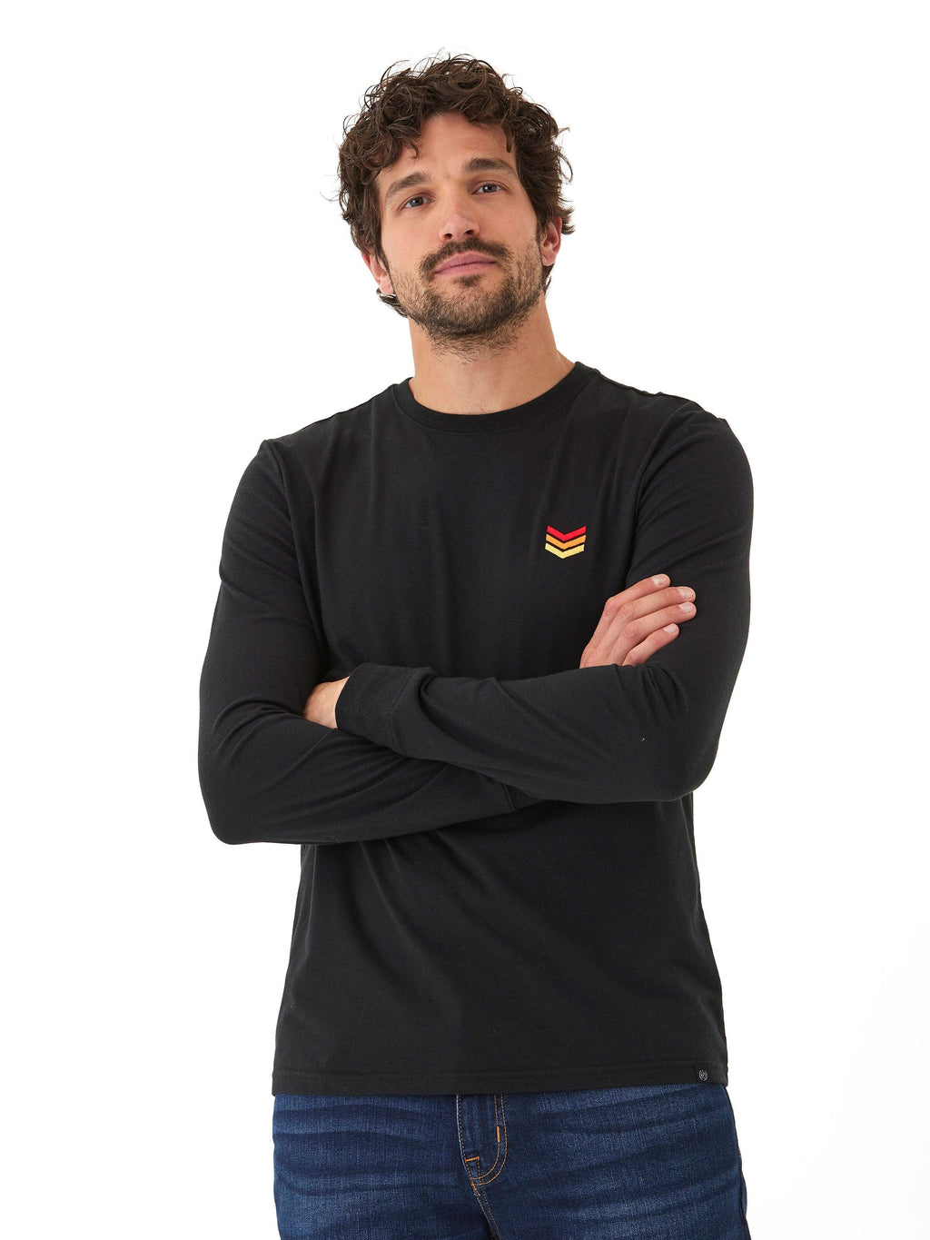 Embroidered Long Sleeve Triblend Crewneck Everyday Tee