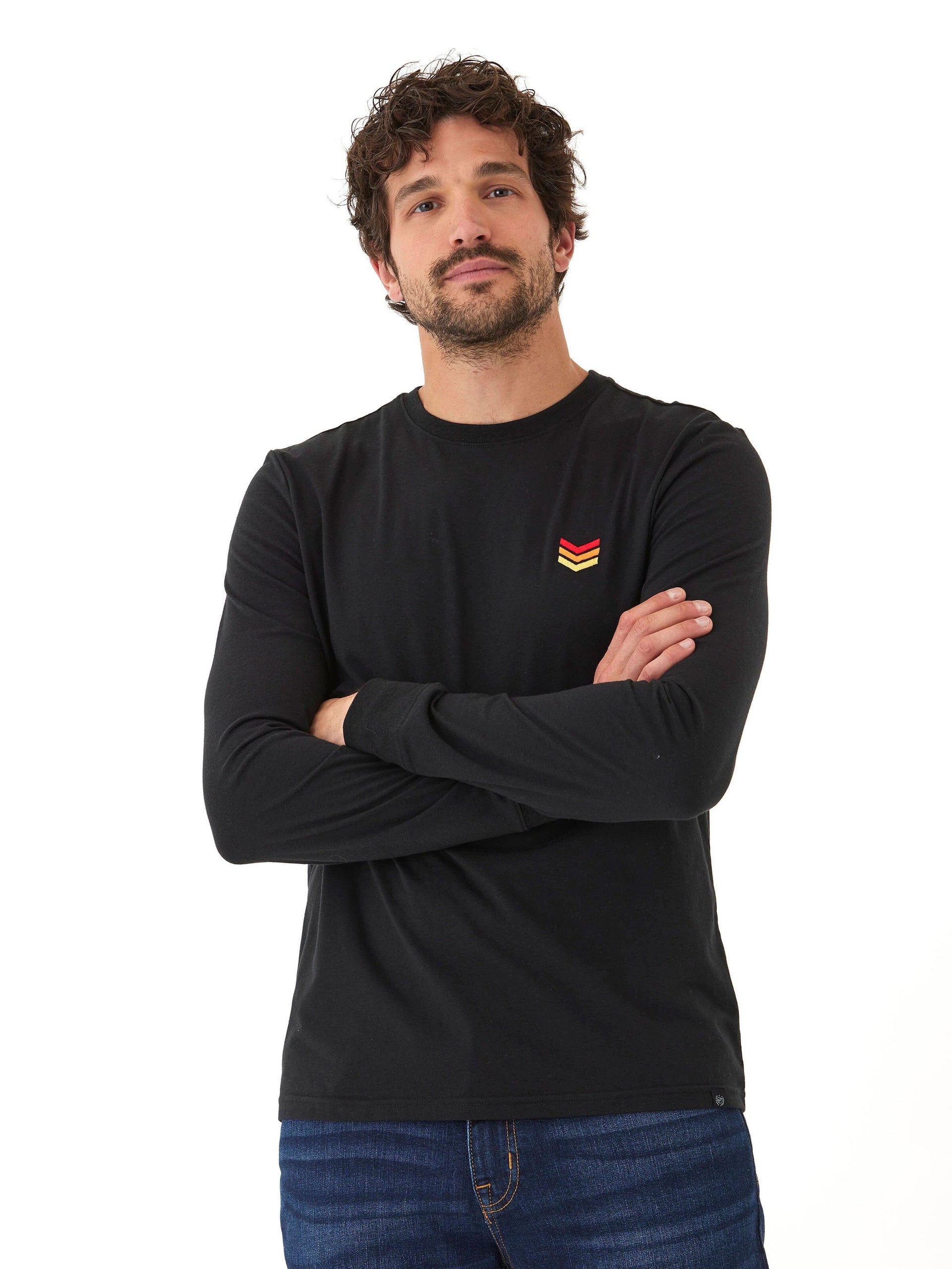 Embroidered Long Sleeve Triblend Crewneck Everyday Tee
