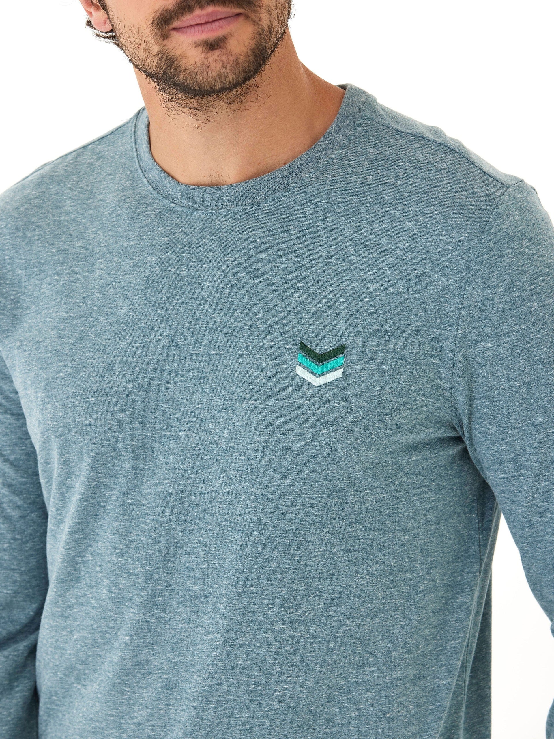 Long Sleeve Triblend Crew Neck Shirt with Signature Embroidery