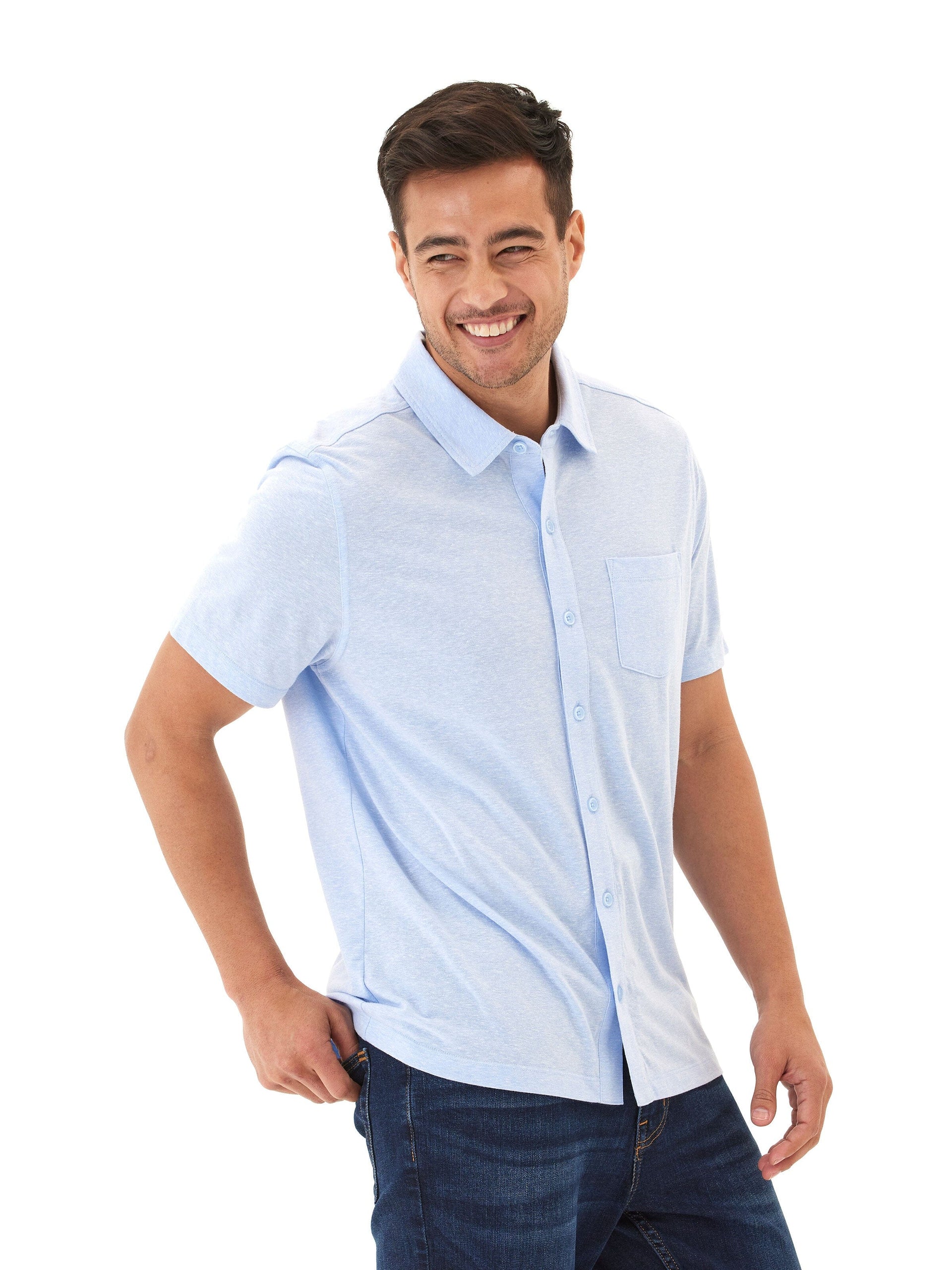 Paxton Triblend Short Sleeve Button-Down Pocket Shirt