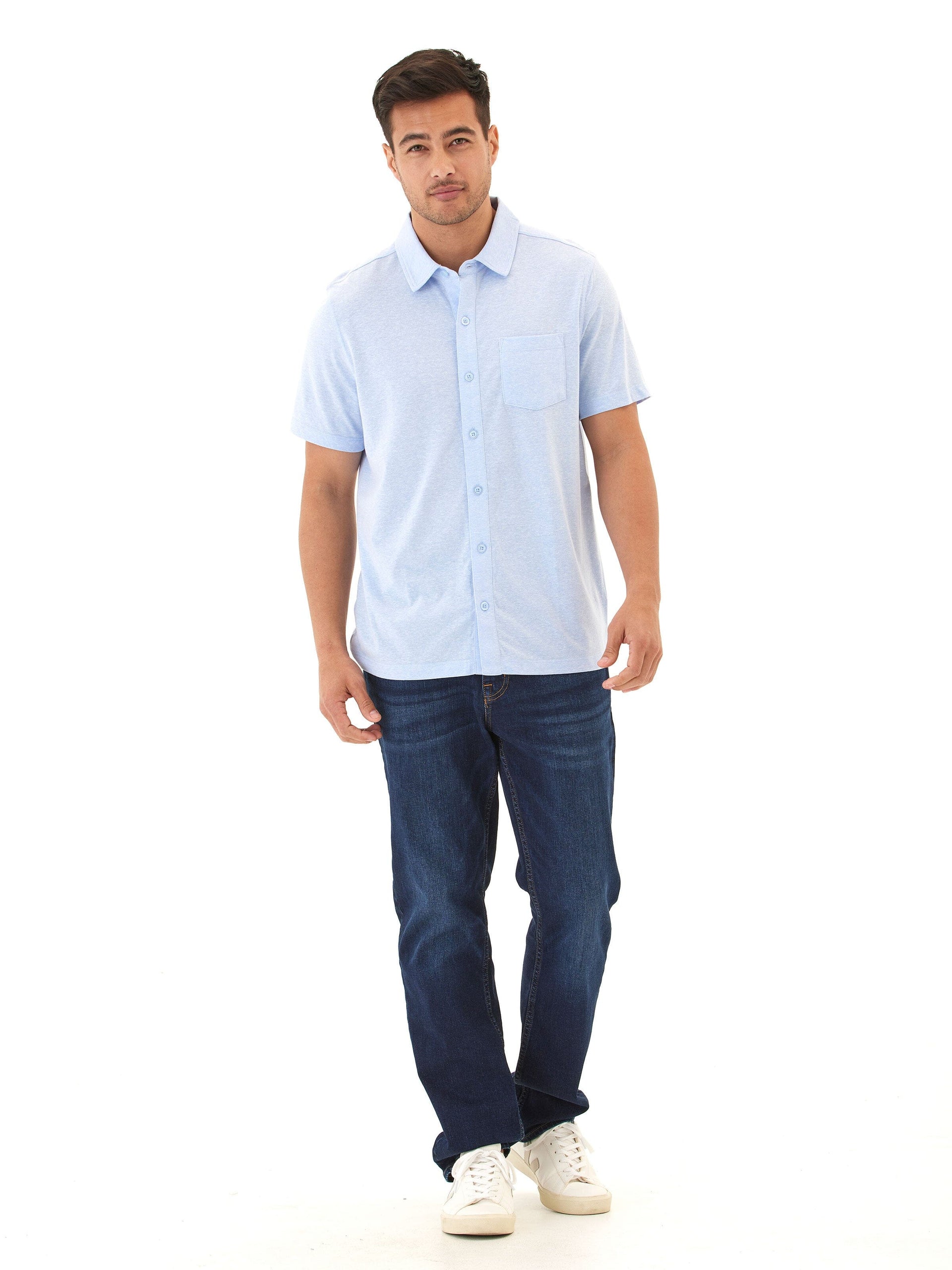 Paxton Triblend Short Sleeve Button-Down Pocket Shirt