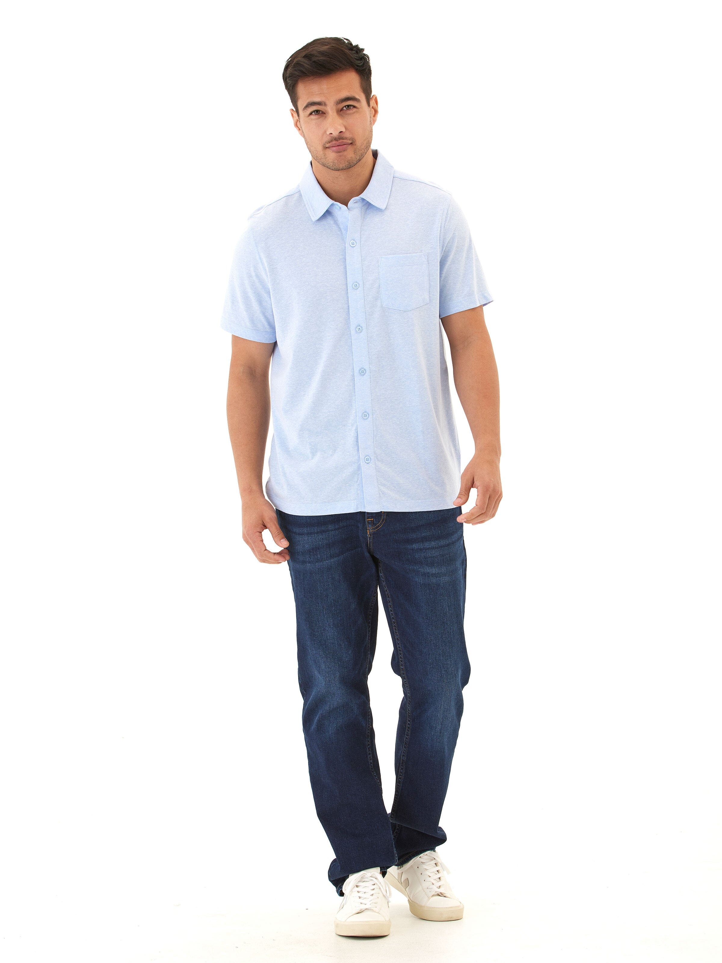 Paxton Triblend Short Sleeve Button-Down Pocket Shirt