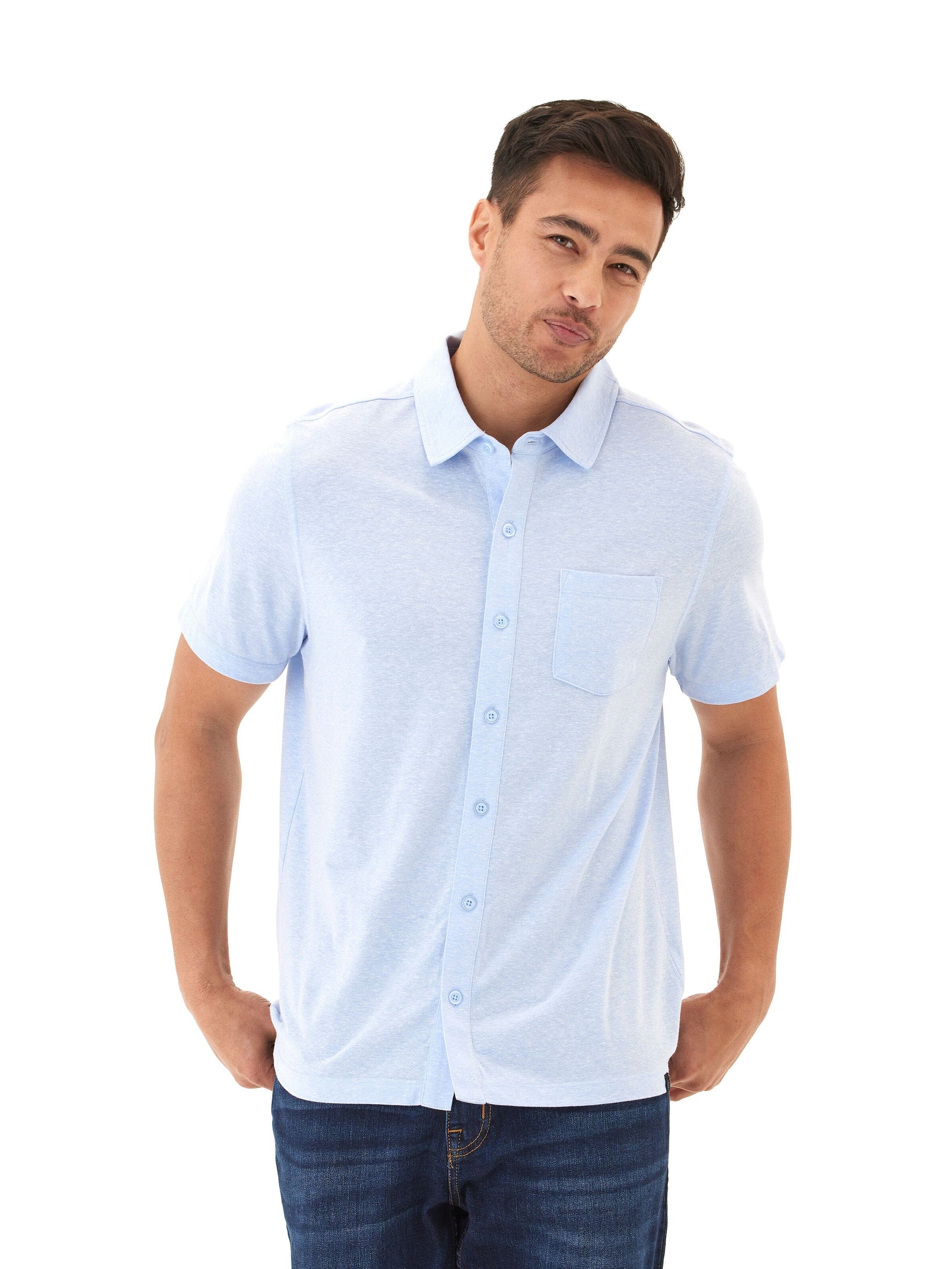Paxton Triblend Short Sleeve Button-Down Pocket Shirt