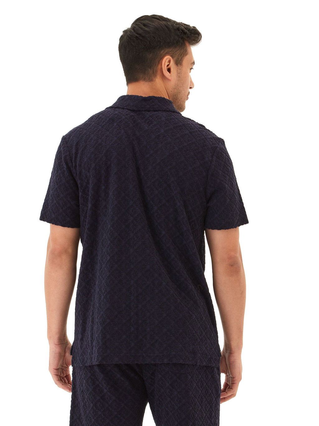 Darryn Men's Jacquard Terry 2-Button Polo with Geometric Pattern