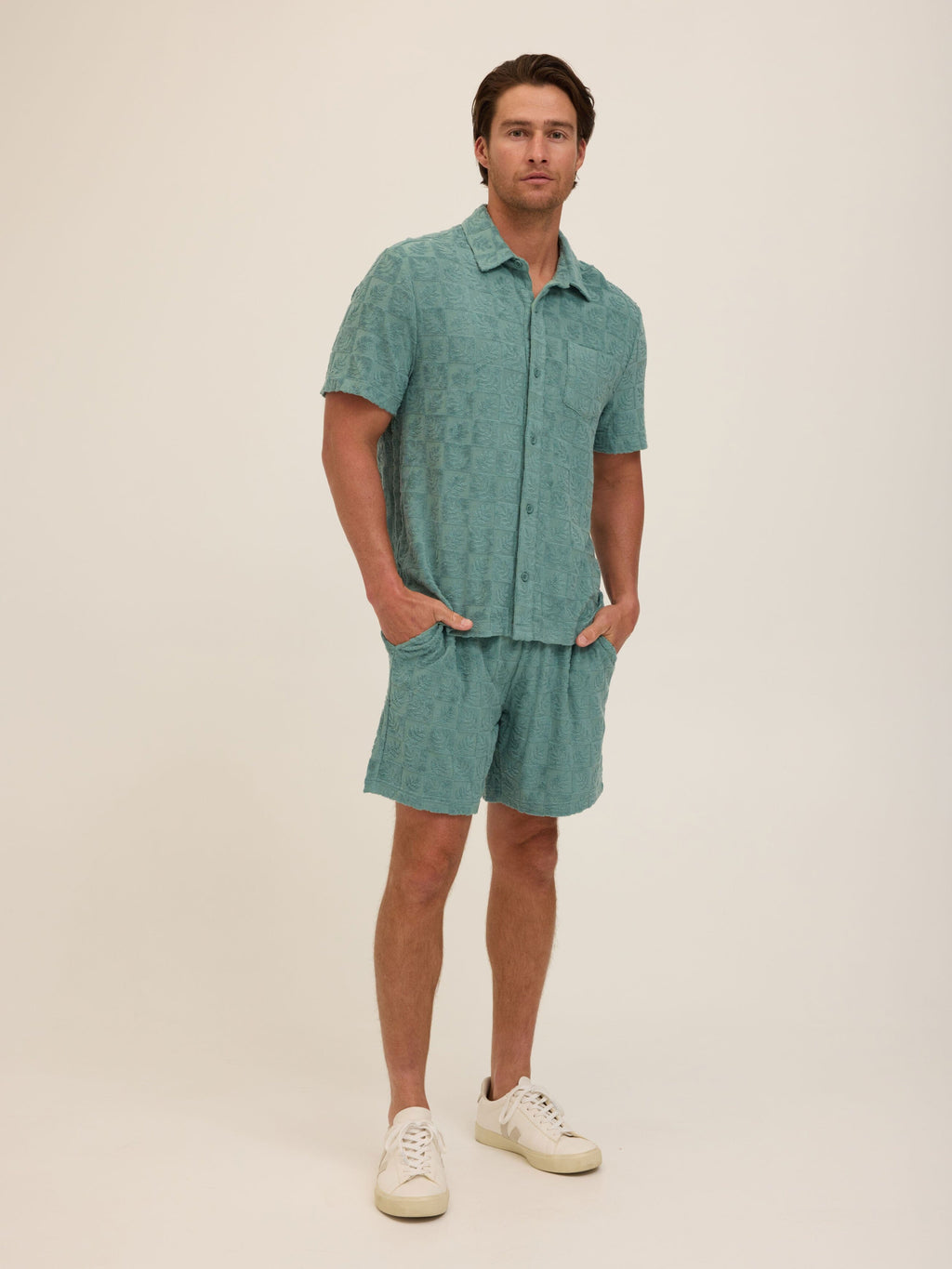 Mitchell Tile Leaf Jacquard Terry Short