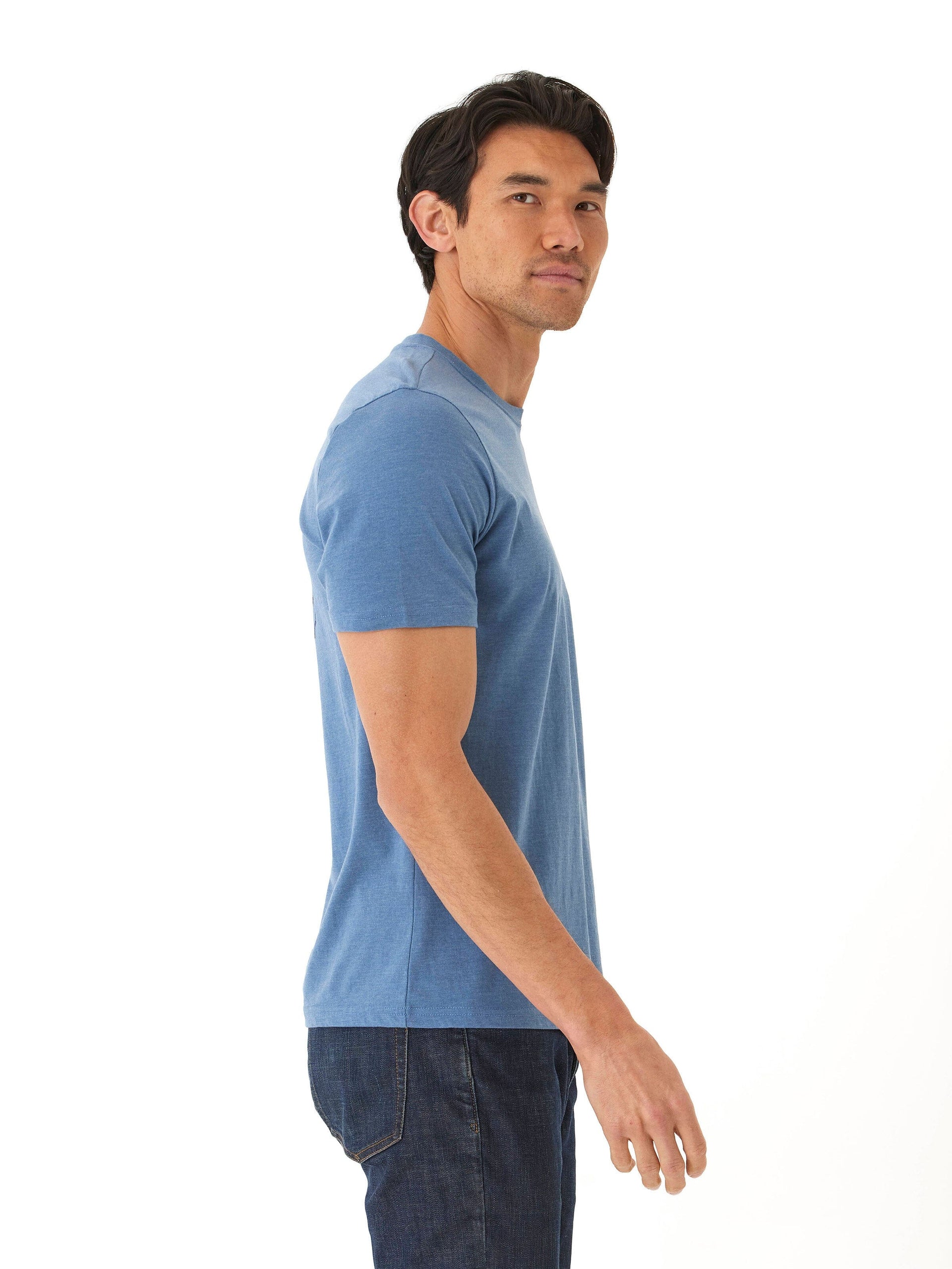 Men's Soft Wash Graphic Tee in Blue and Navy Sustainable Cotton