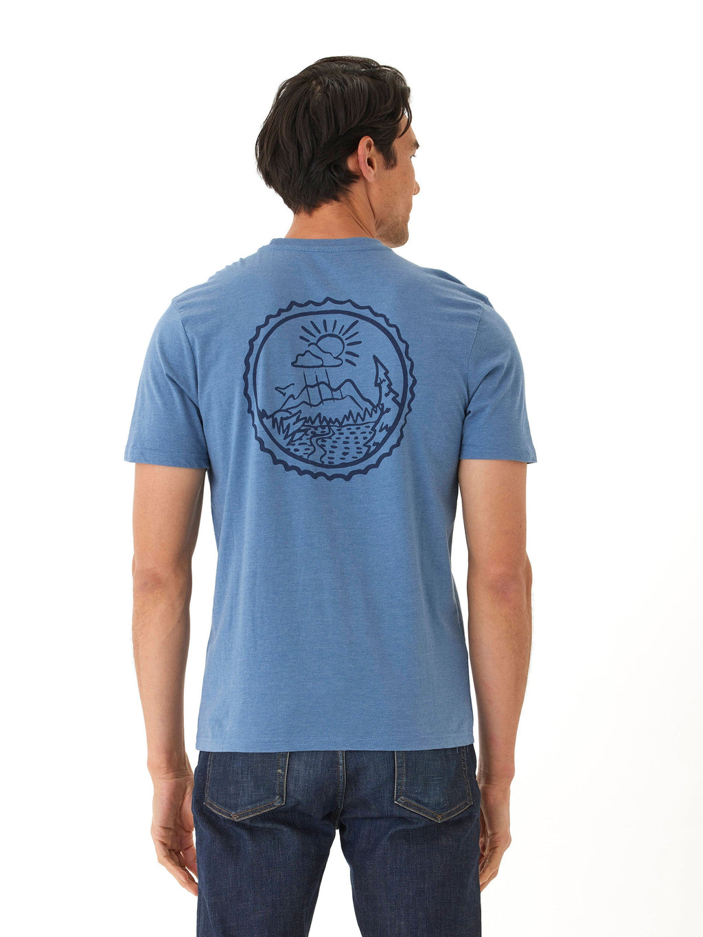 Men's Soft Wash Graphic Tee in Blue and Navy Sustainable Cotton