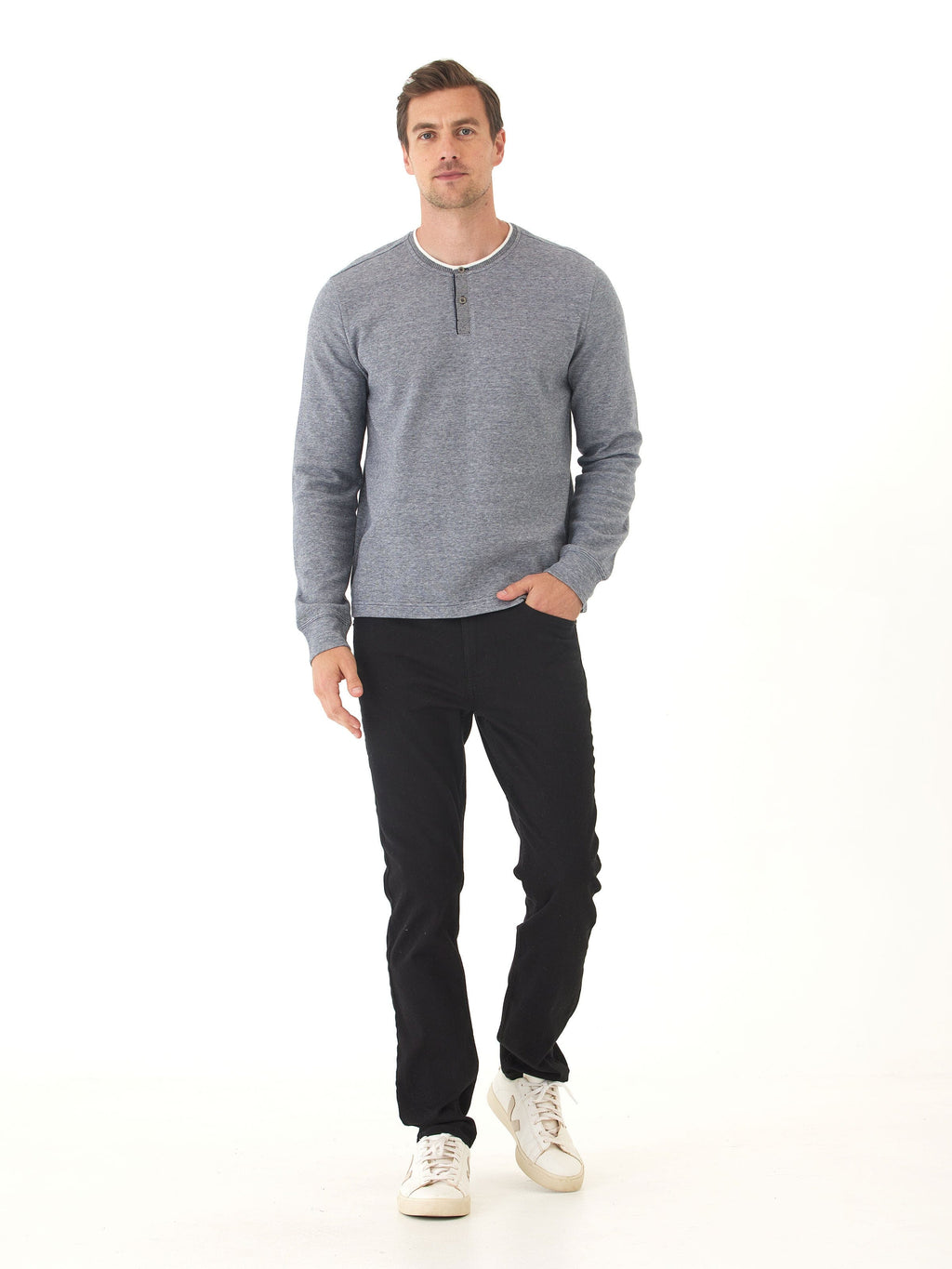 Charles Eco Double Knit Henley Long Sleeve Shirt