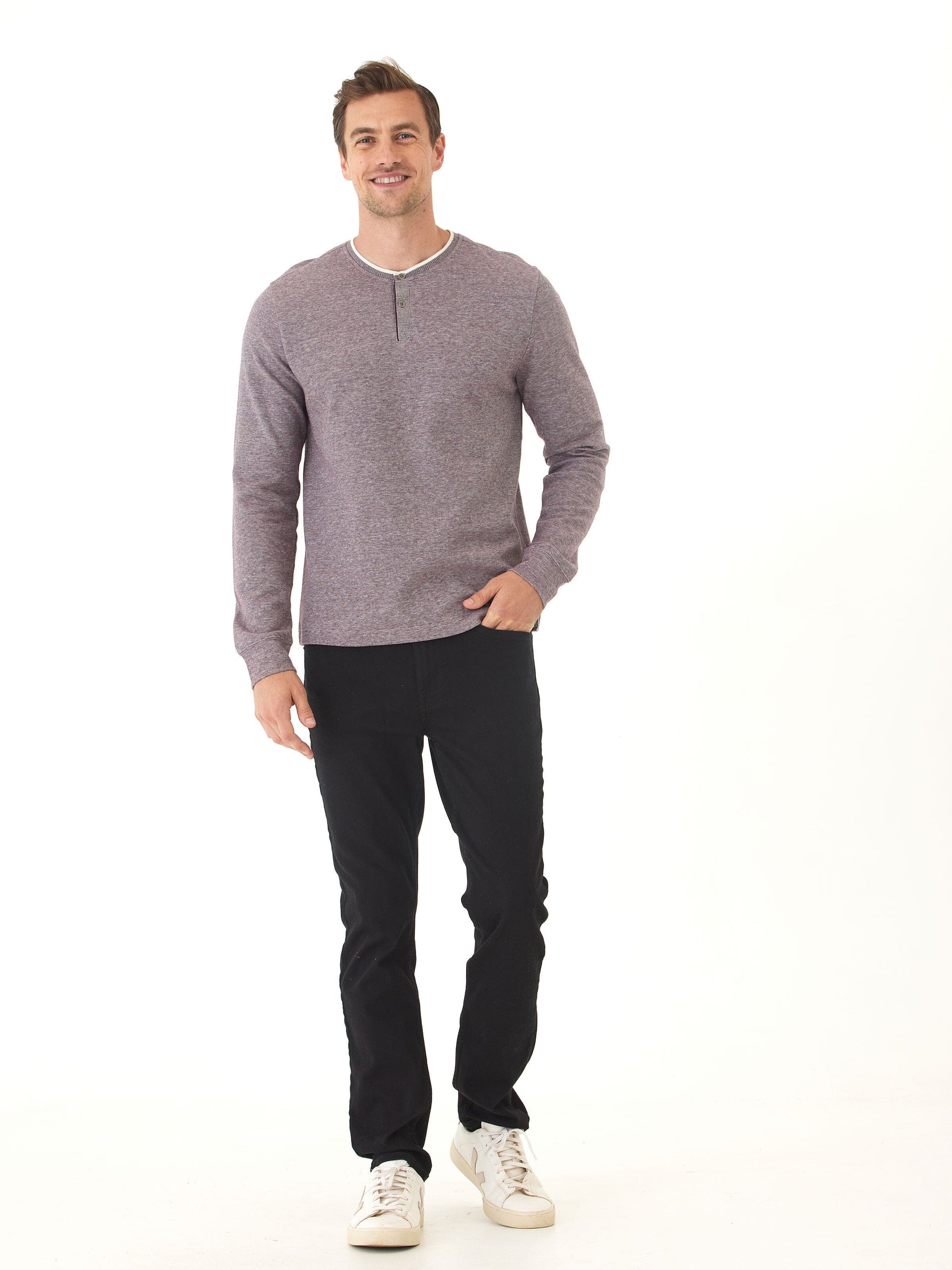 Eco Double Knit Henley Shirt for Men