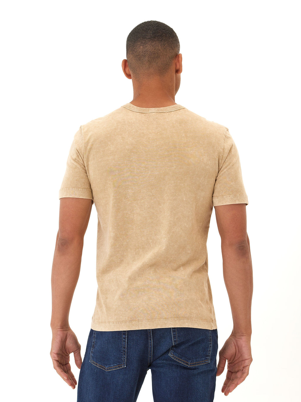 Shawn Mineral Wash Eco Cotton Jersey Crew Tee in Tan