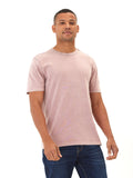 Men wearing a dusty pink Shawn mineral wash eco cotton jersey crew neck tee