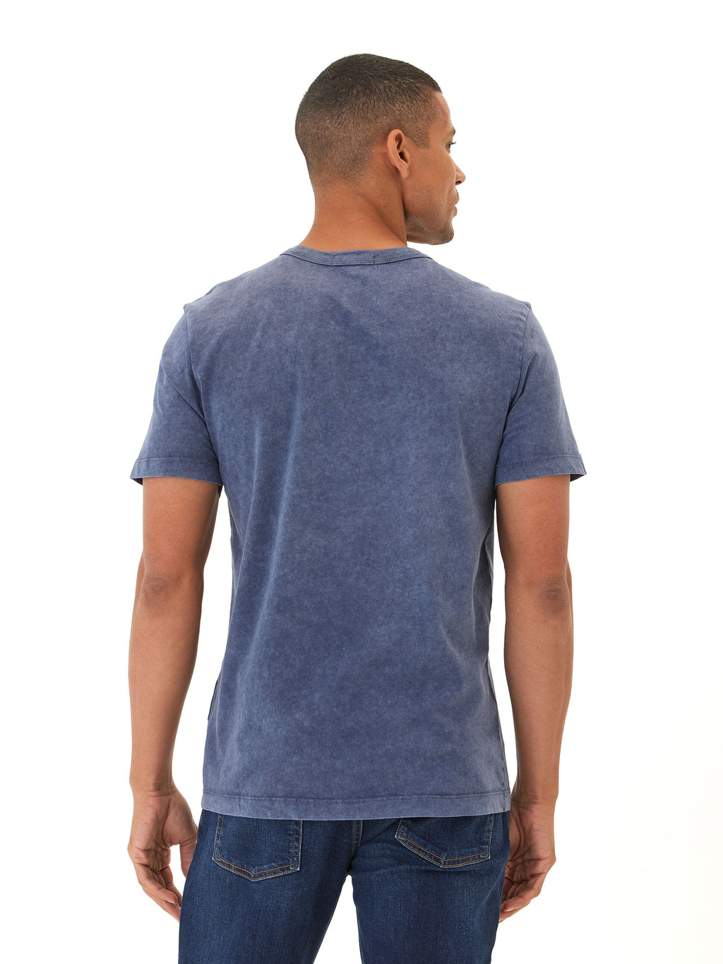 Shawn Mineral Wash Eco Cotton Jersey Crew Tee in Faded Indigo