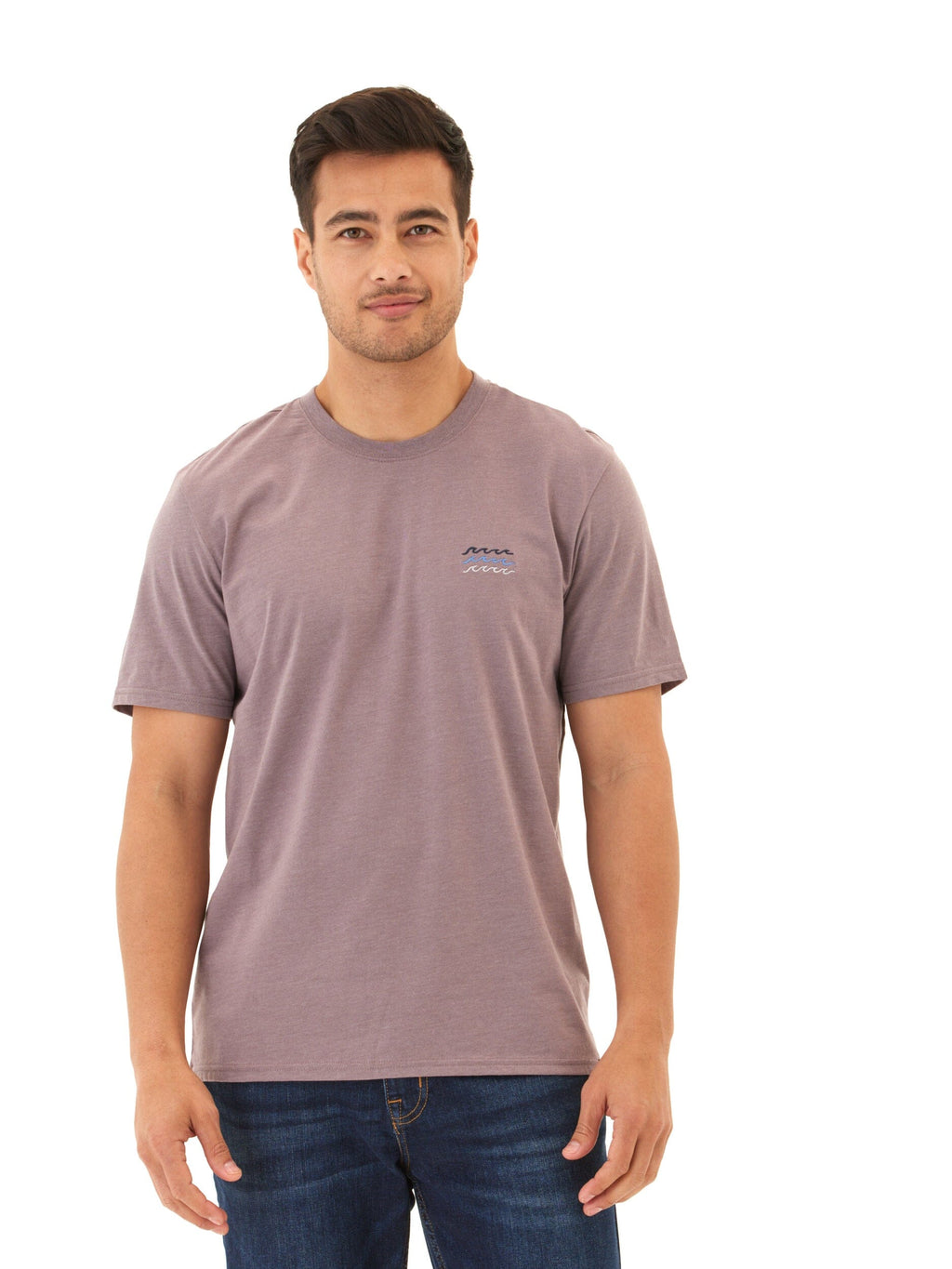 Men's Soft Wash Dusty-Purple Embroidered Cotton Jersey Tee