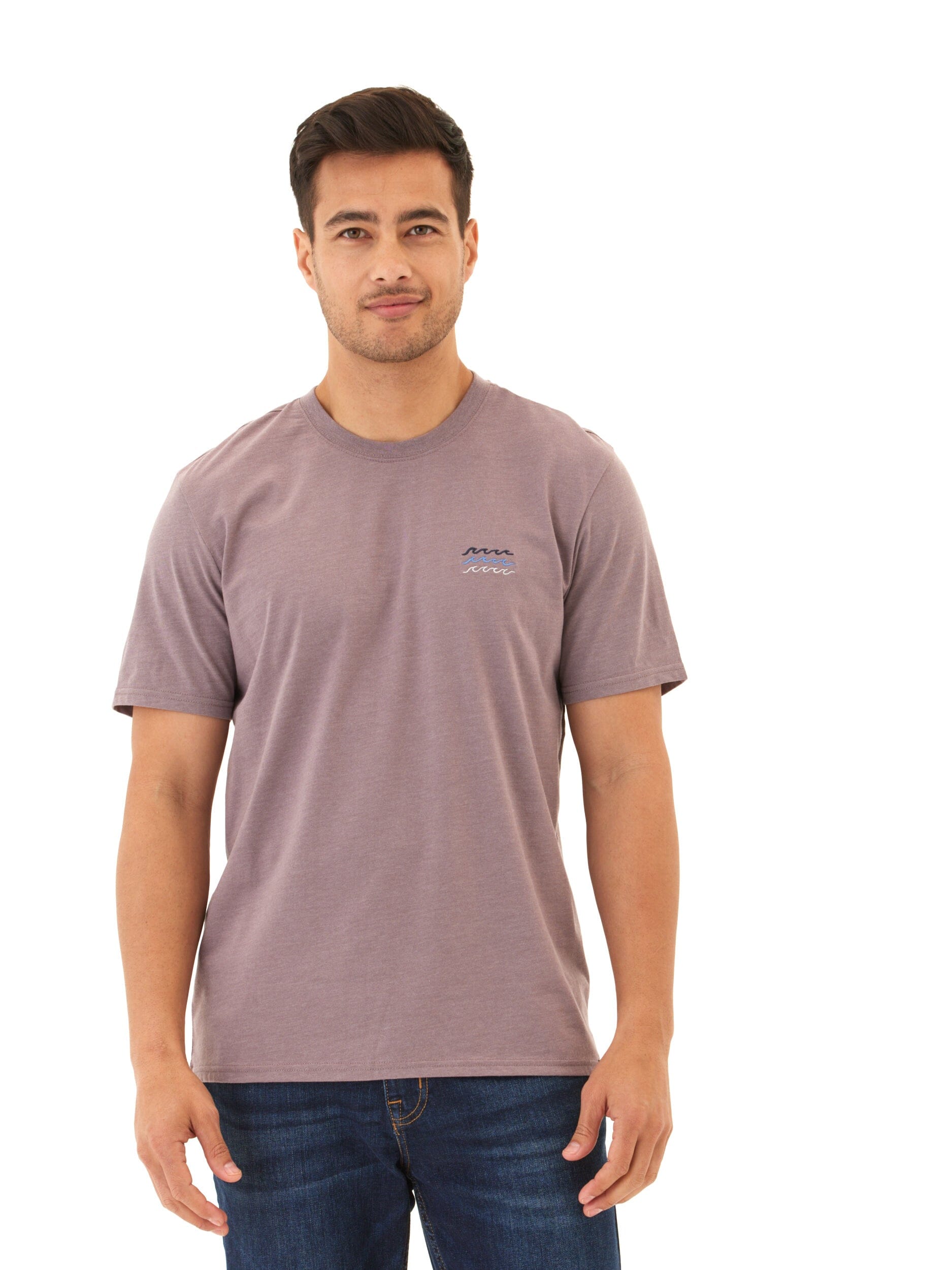 Men's Soft Wash Dusty-Purple Embroidered Cotton Jersey Tee