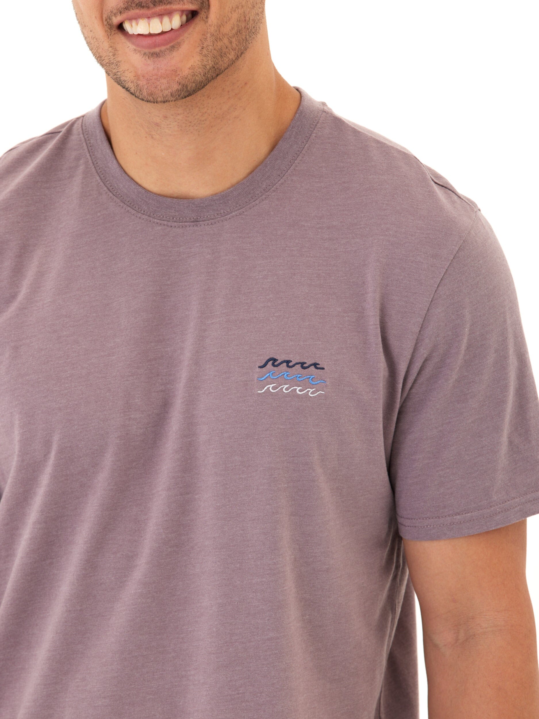 Men's Soft Wash Dusty-Purple Embroidered Cotton Jersey Tee