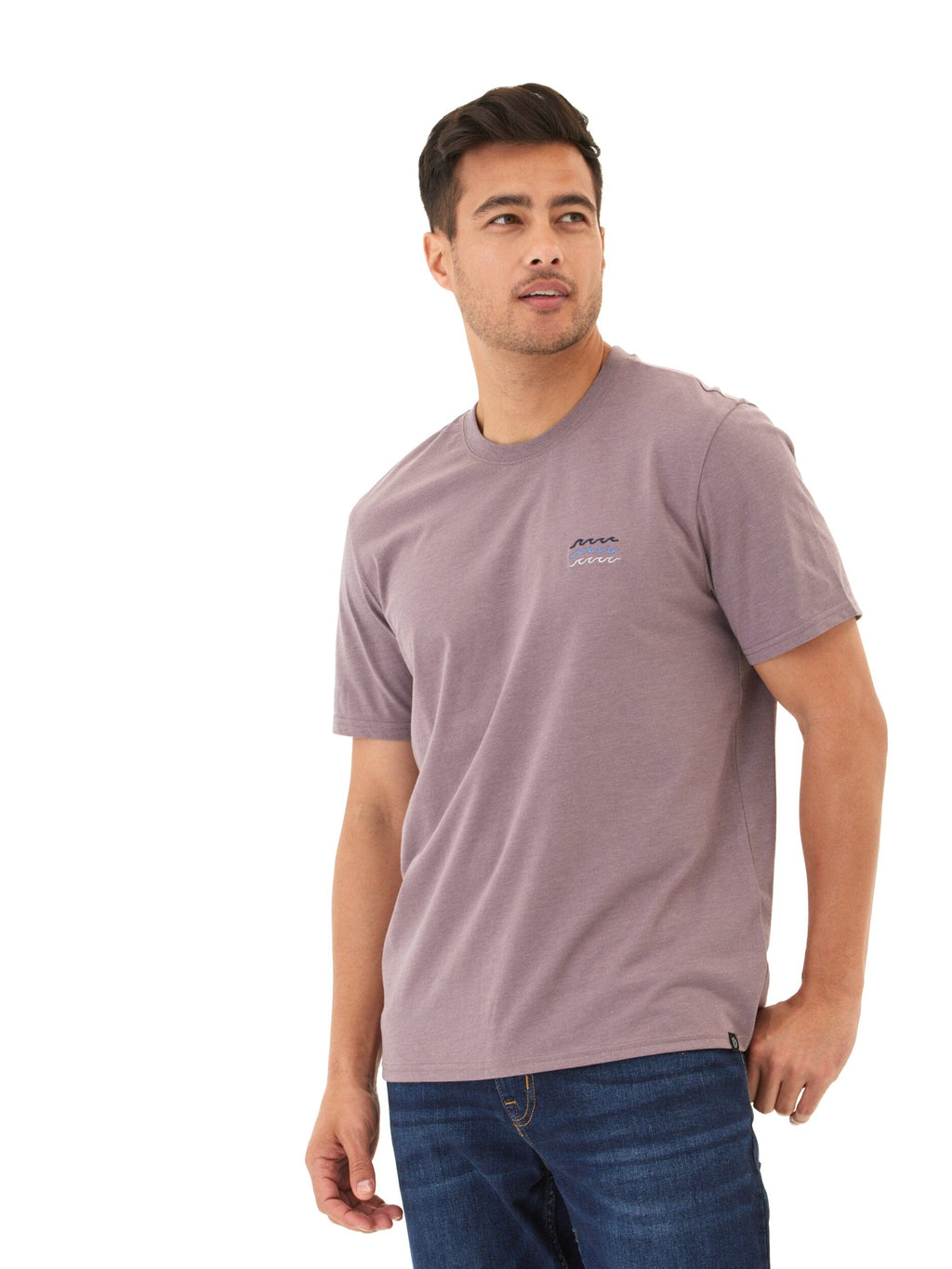 Men's Soft Wash Dusty-Purple Embroidered Cotton Jersey Tee