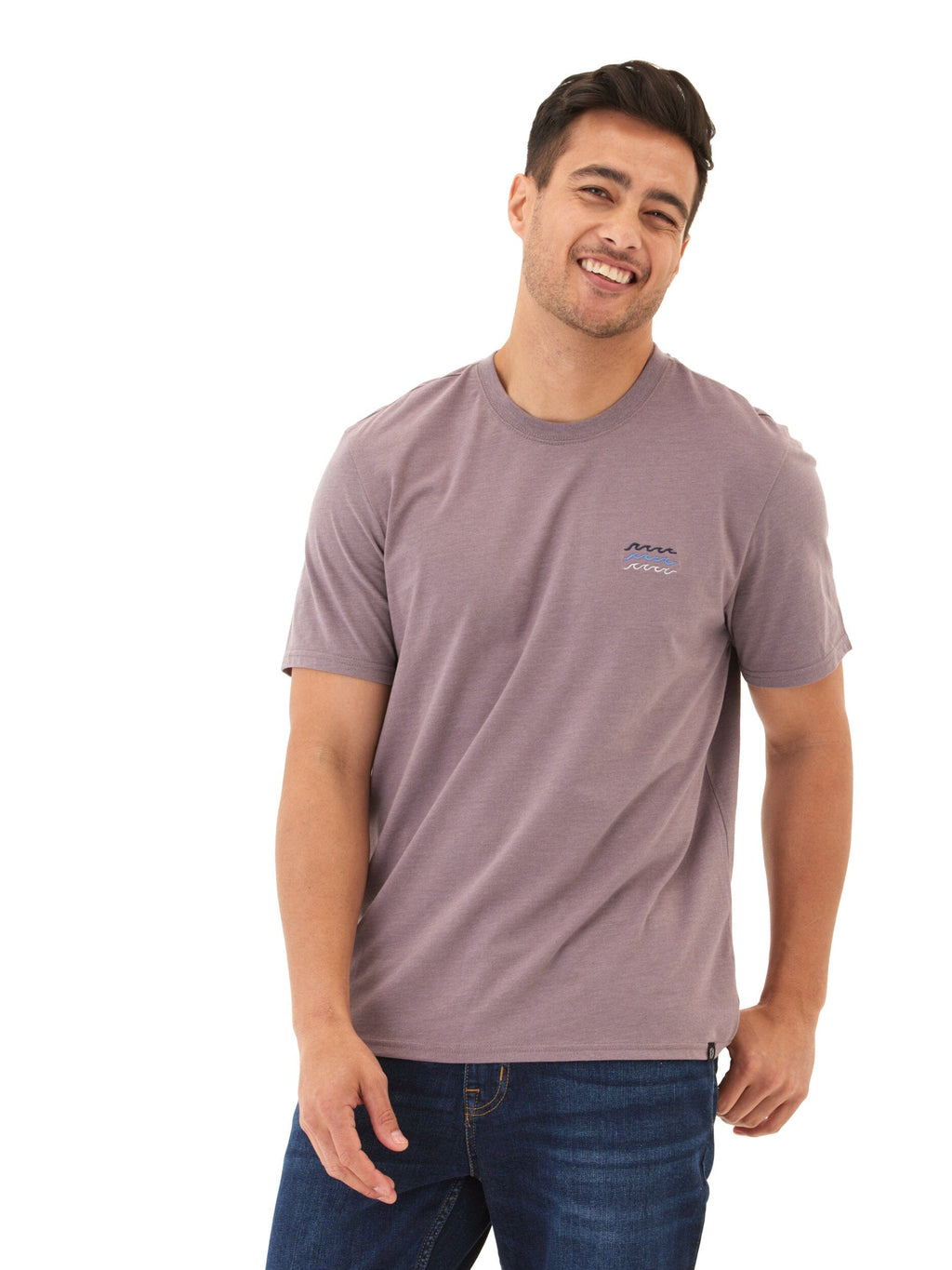 Men's Soft Wash Dusty-Purple Embroidered Cotton Jersey Tee