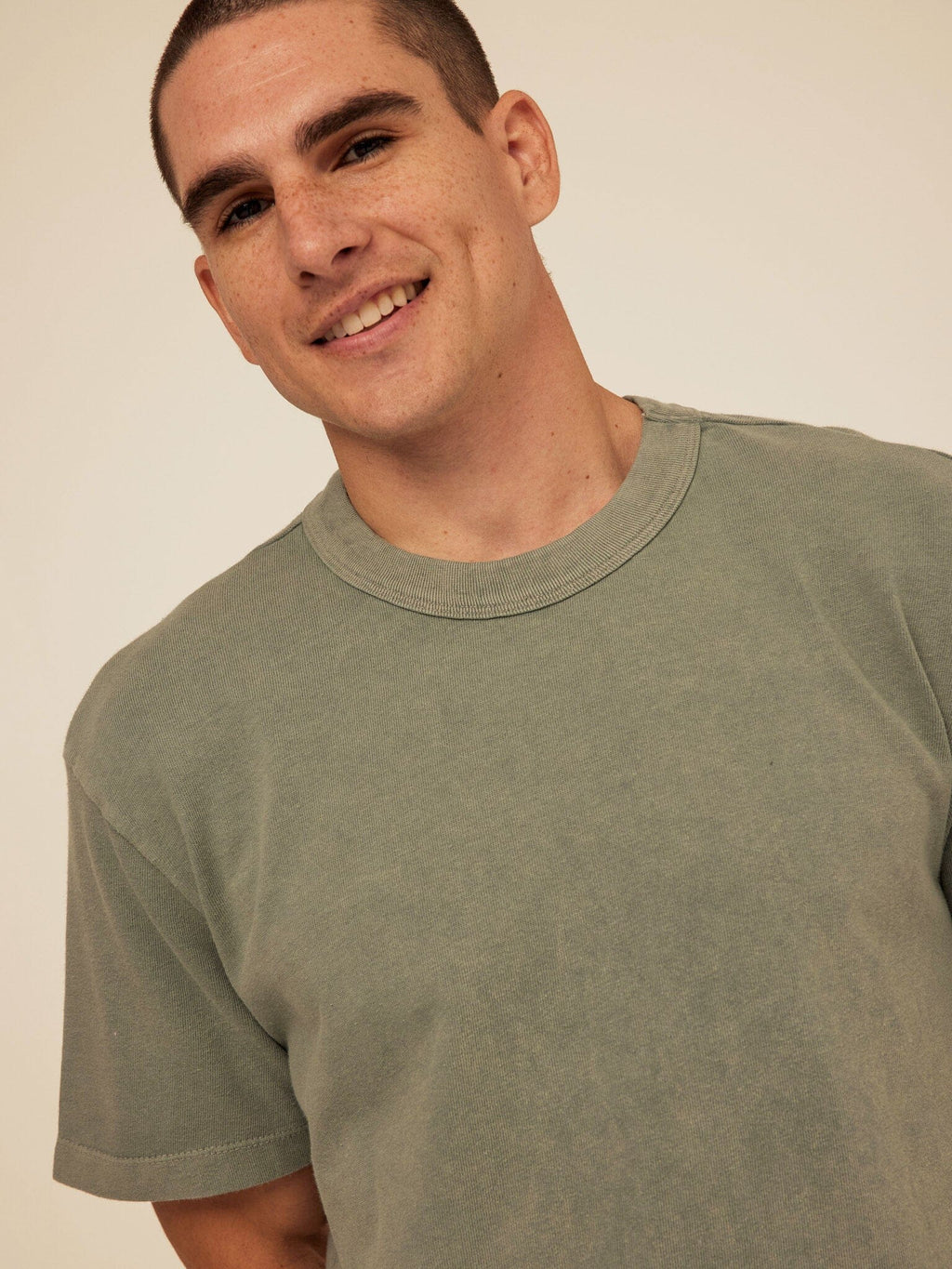 Johnny Relaxed Fit Mineral Wash Jersey Tee featuring a crew neck and structured, heavy fabric.