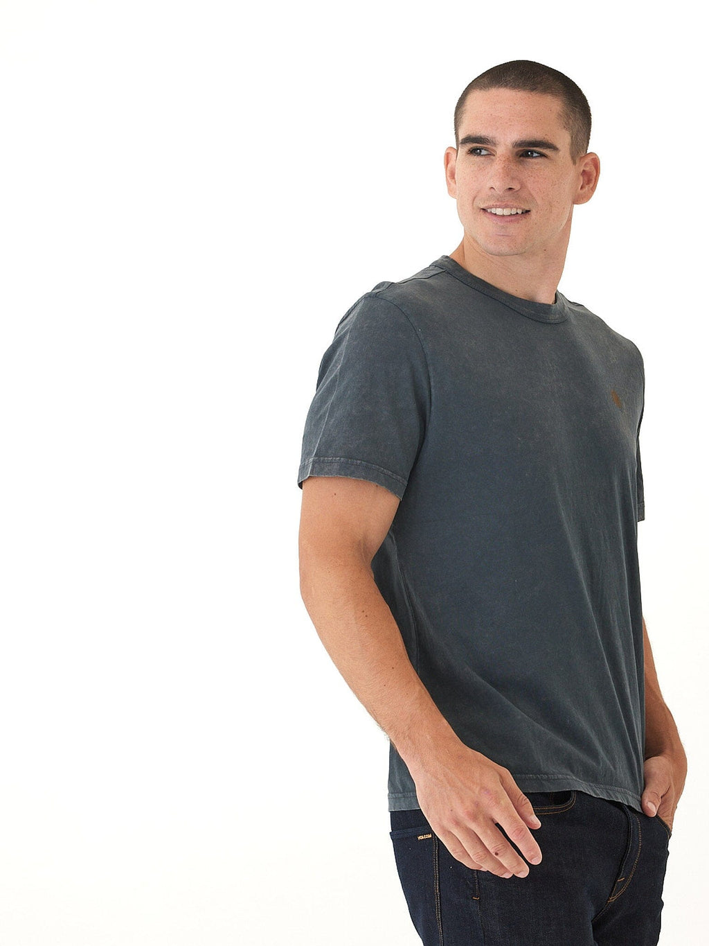 Mineral Wash Sunny Mountain Graphic Tee in Charcoal