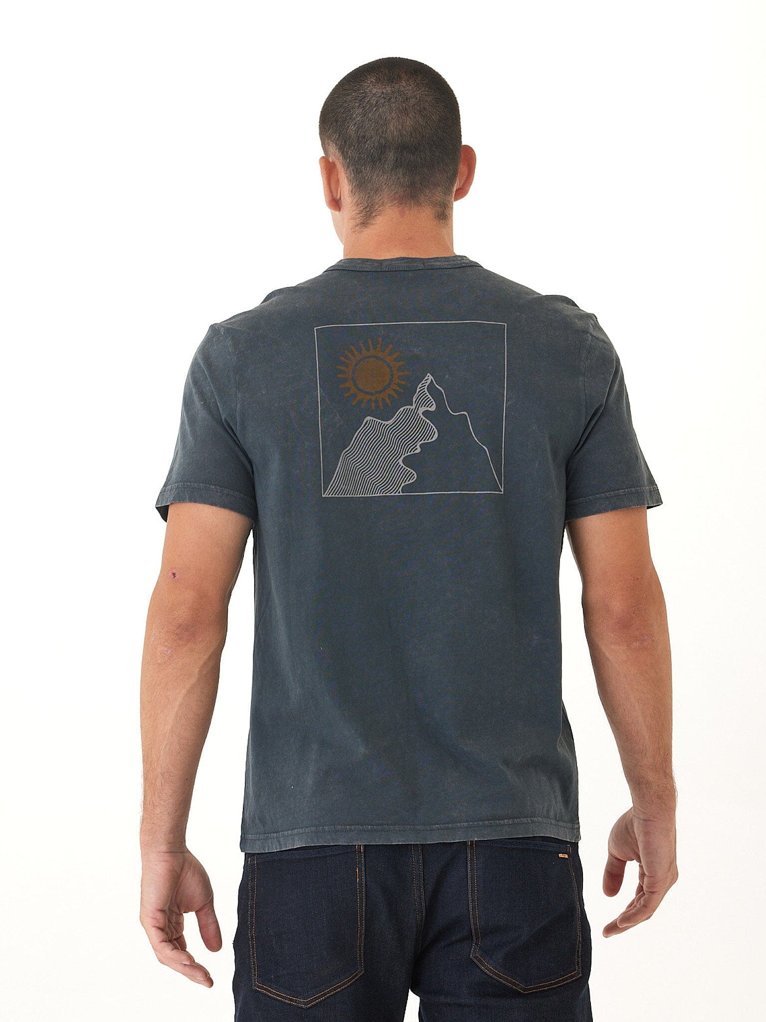 Mineral Wash Sunny Mountain Graphic Tee in Charcoal