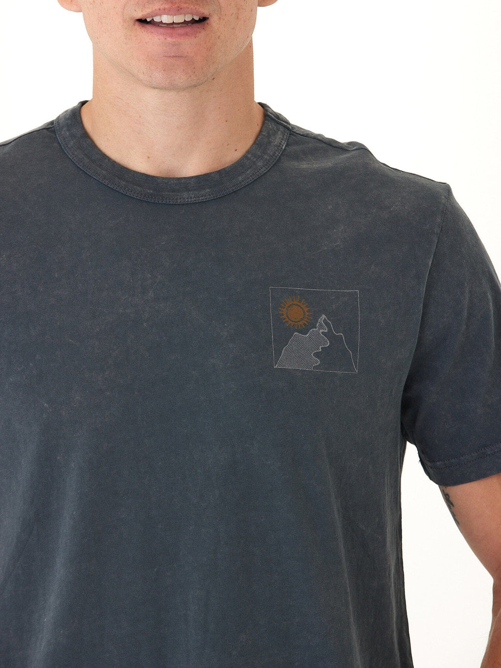 Mineral Wash Sunny Mountain Graphic Tee in Charcoal