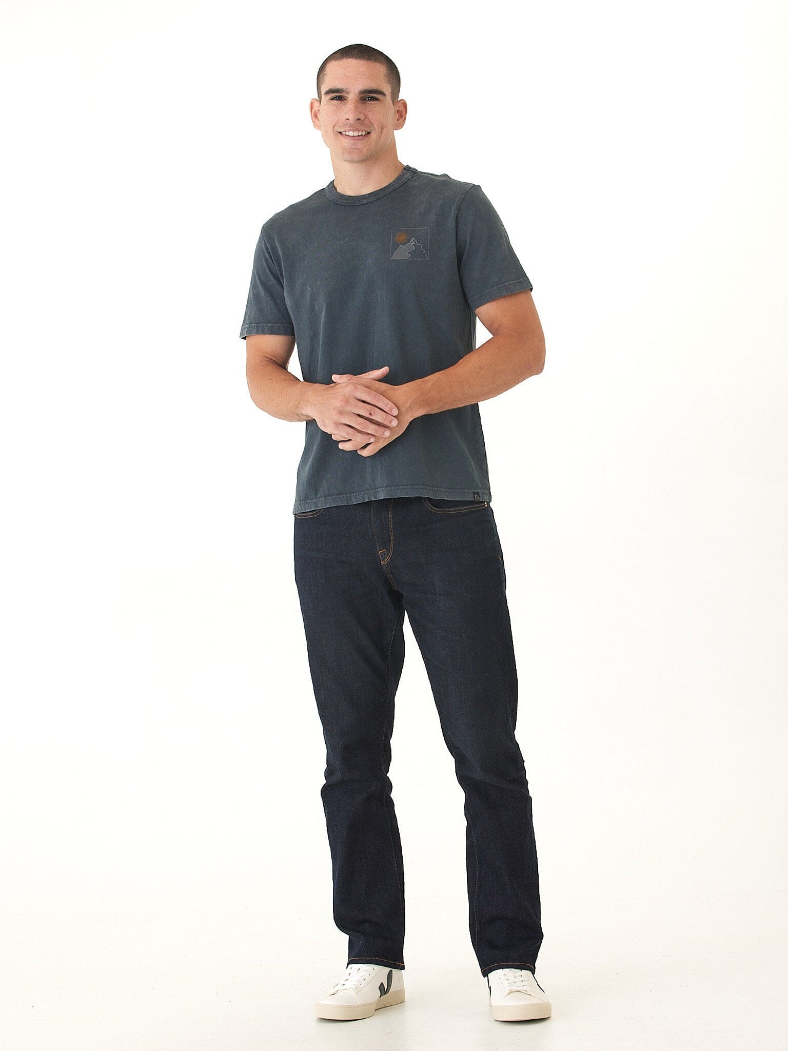 Mineral Wash Sunny Mountain Graphic Tee in Charcoal