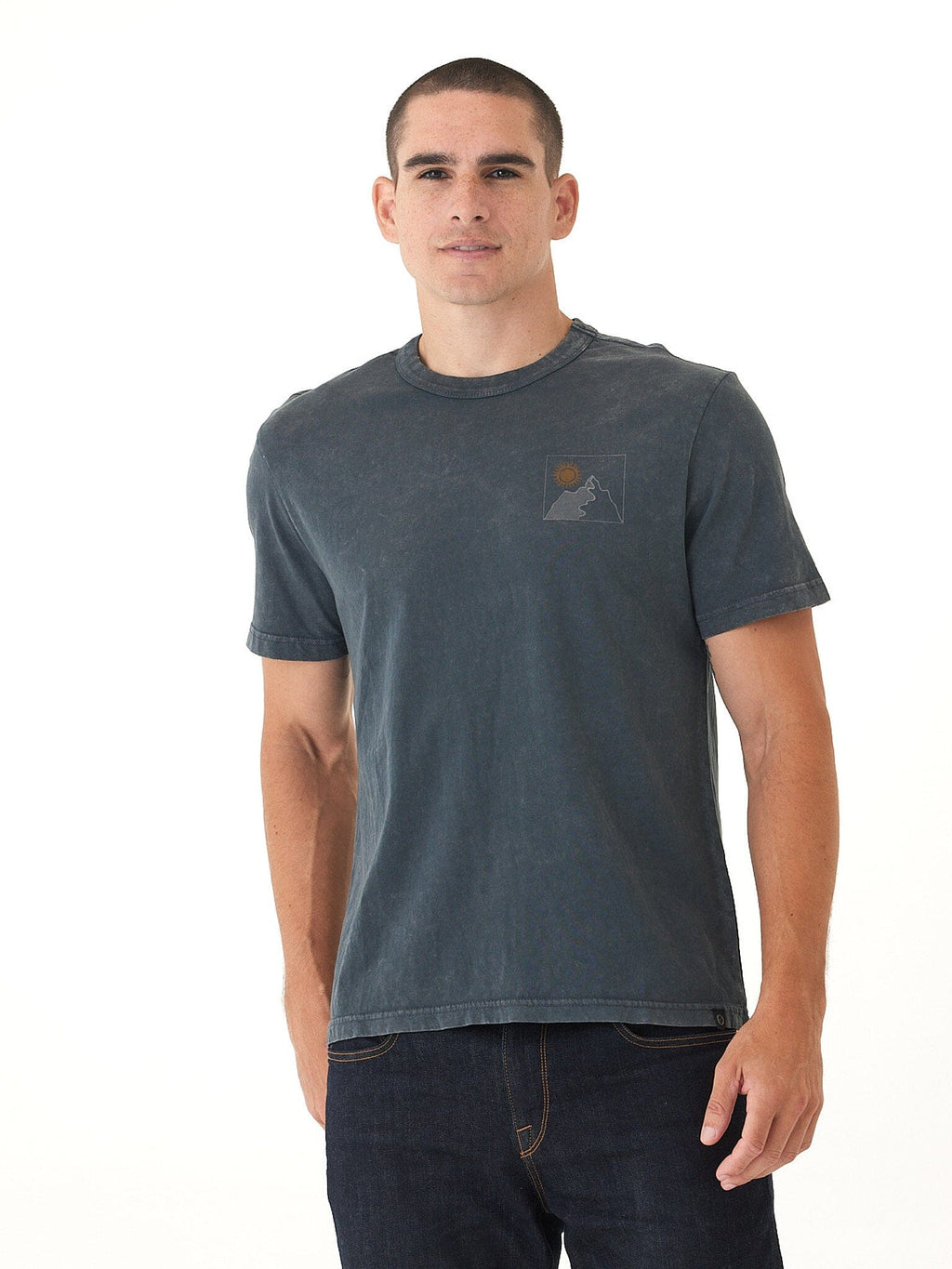 Mineral Wash Sunny Mountain Graphic Tee in Charcoal