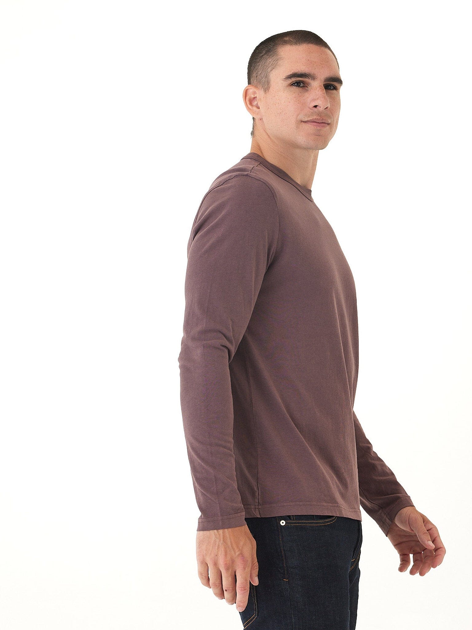 Mineral Wash Graphic Long Sleeve Cotton Tee for Men