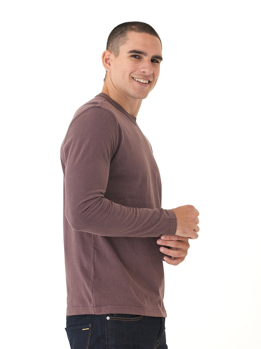 Mineral Wash Graphic Long Sleeve Cotton Tee for Men