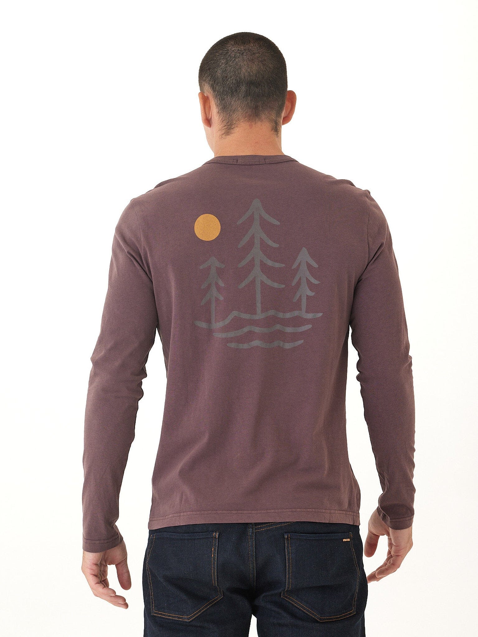 Mineral Wash Graphic Long Sleeve Cotton Tee for Men