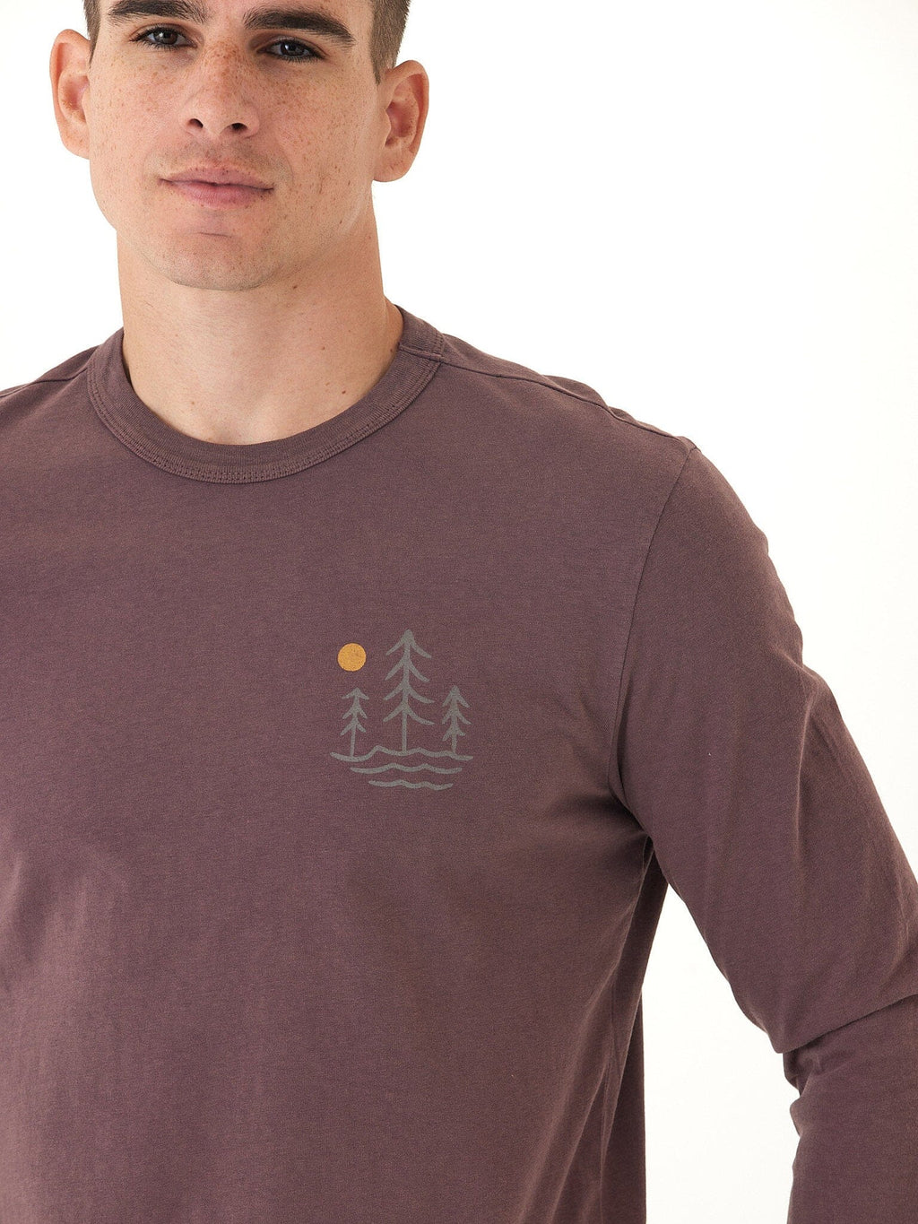 Mineral Wash Graphic Long Sleeve Cotton Tee for Men